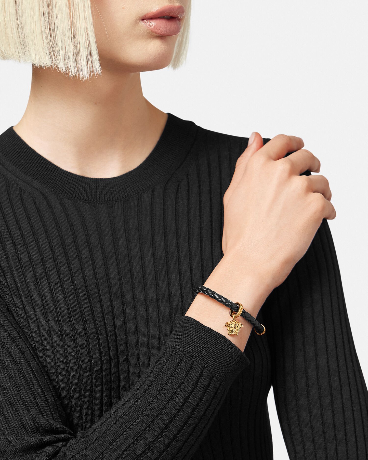 Versace Medusa Braided Leather Bracelet for Women Online Store EU