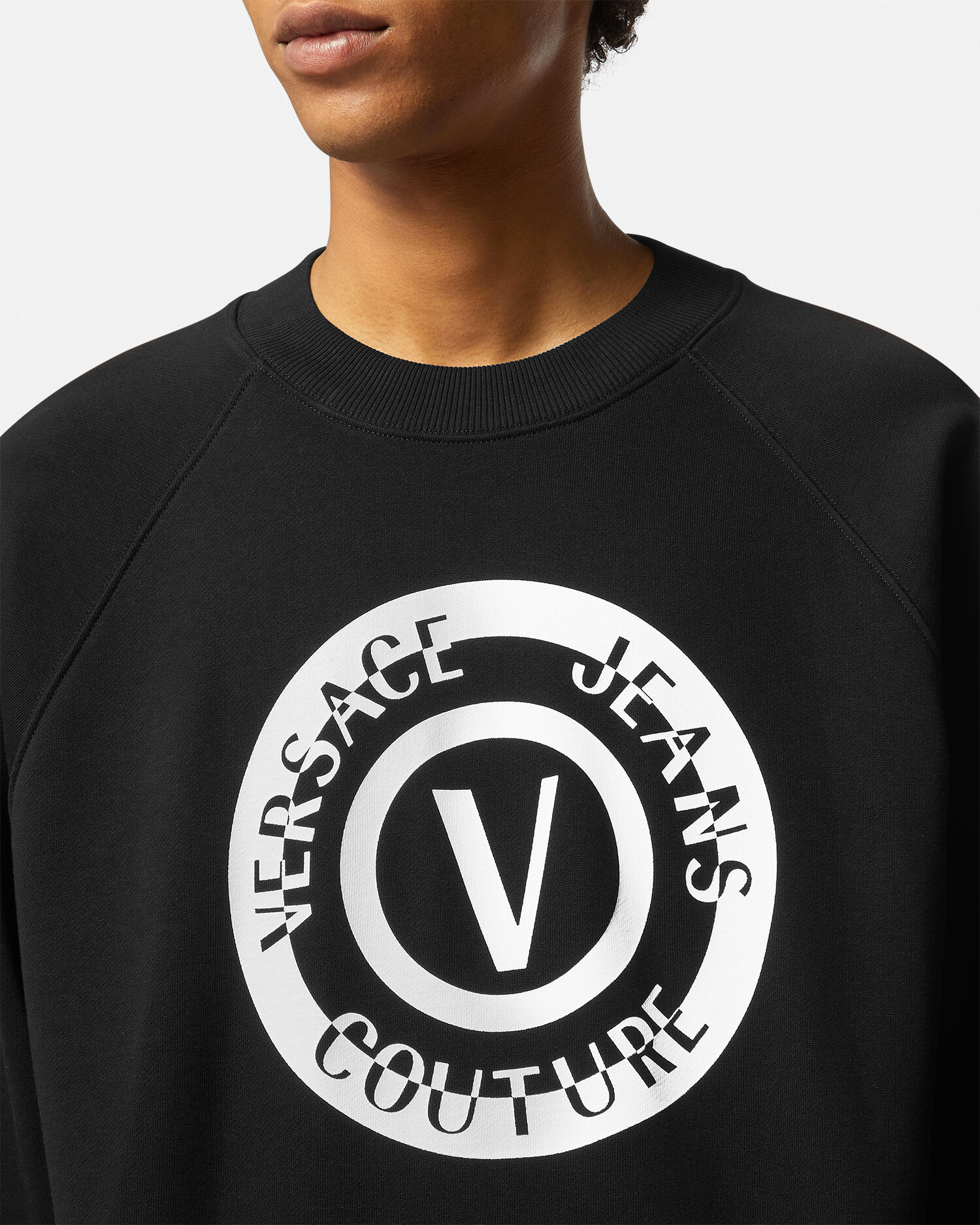 Versace jeans crew neck logo sweatshirt black discount