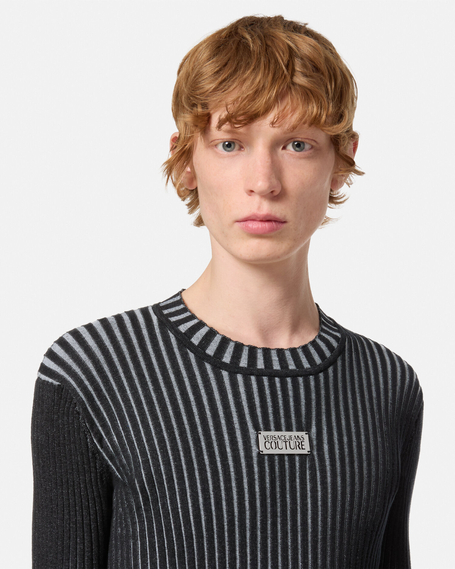 Logo Slim Fit Ribbed Jumper VERSACE UK