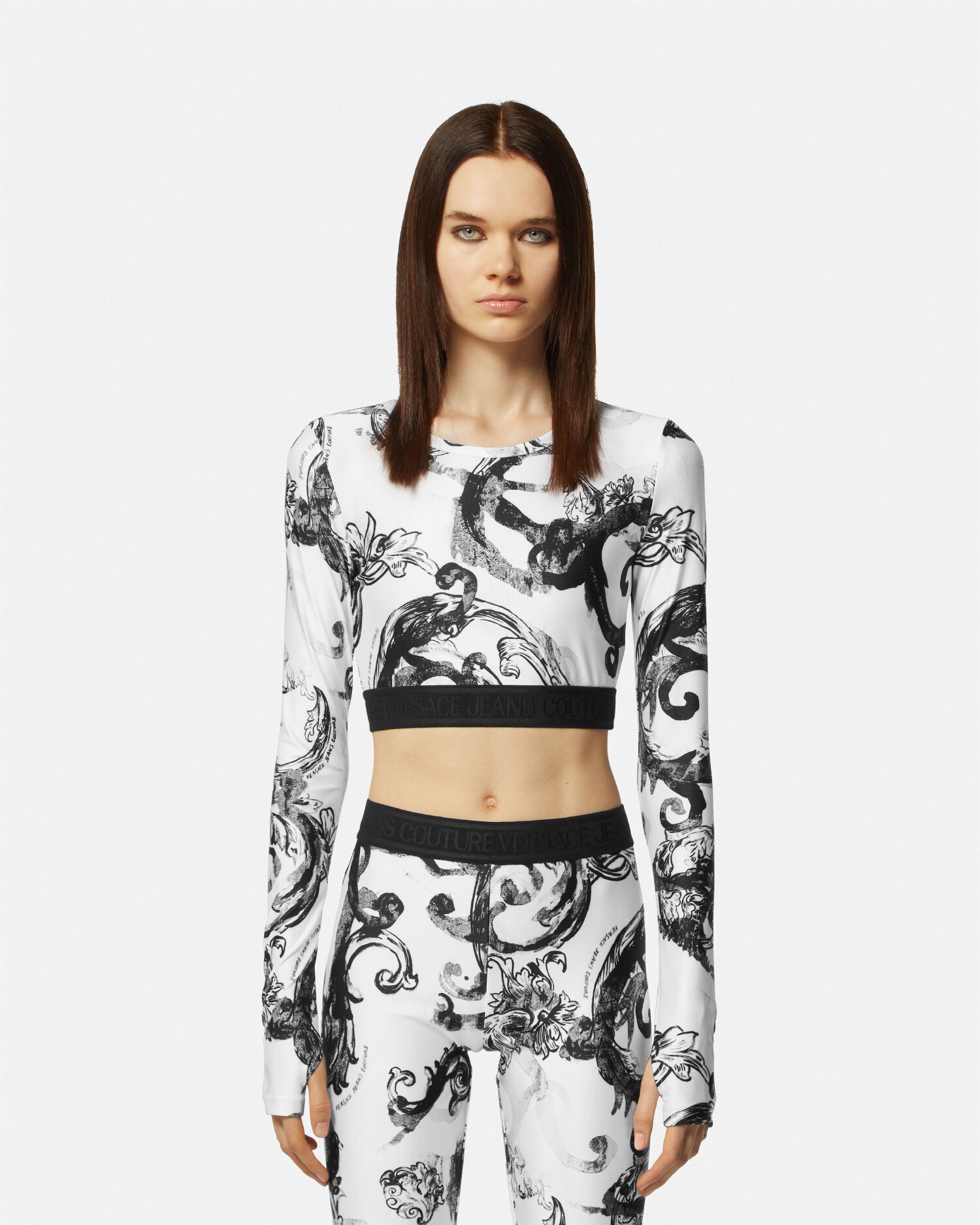 watercolour long sleeve crop top