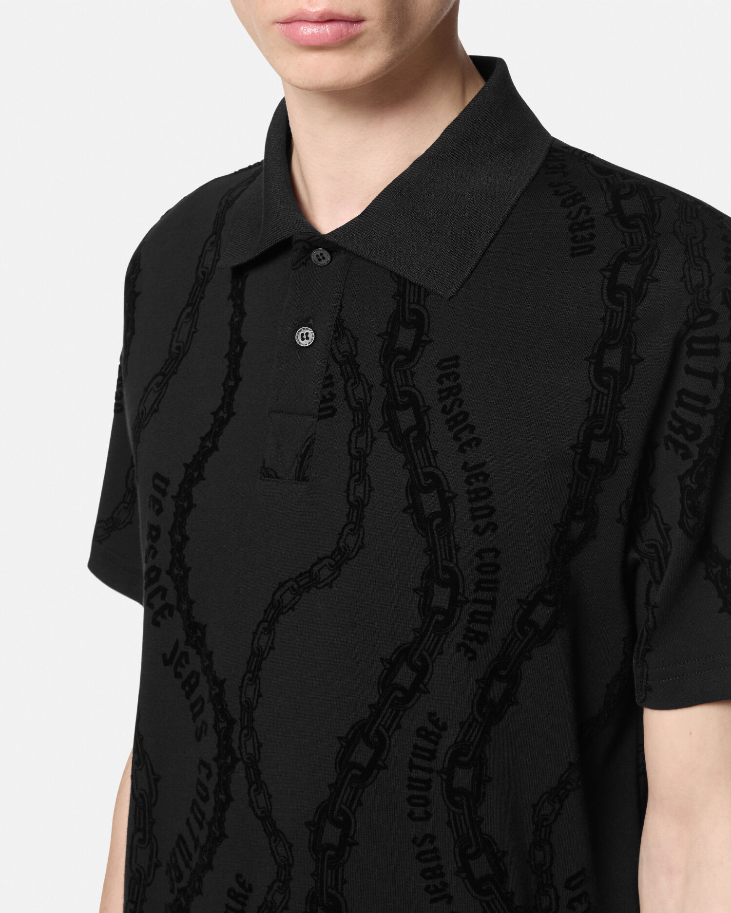 Versace black polo shirt top