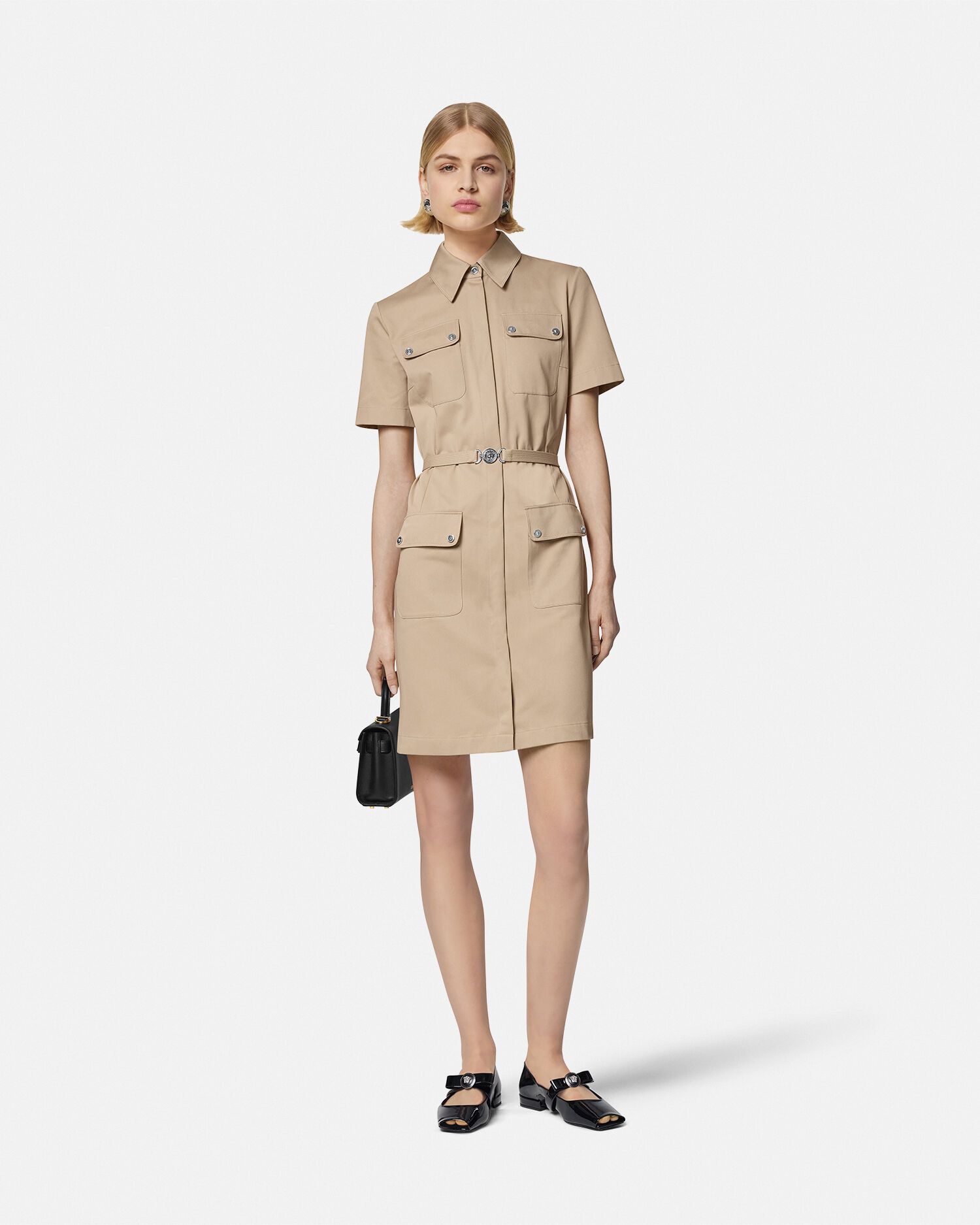 Versace Cargo Gabardine Mini Shirt Dress
