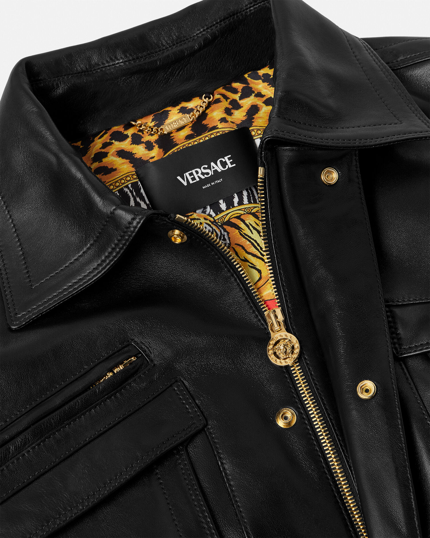 Plongé Leather Blouson Jacket | VERSACE US