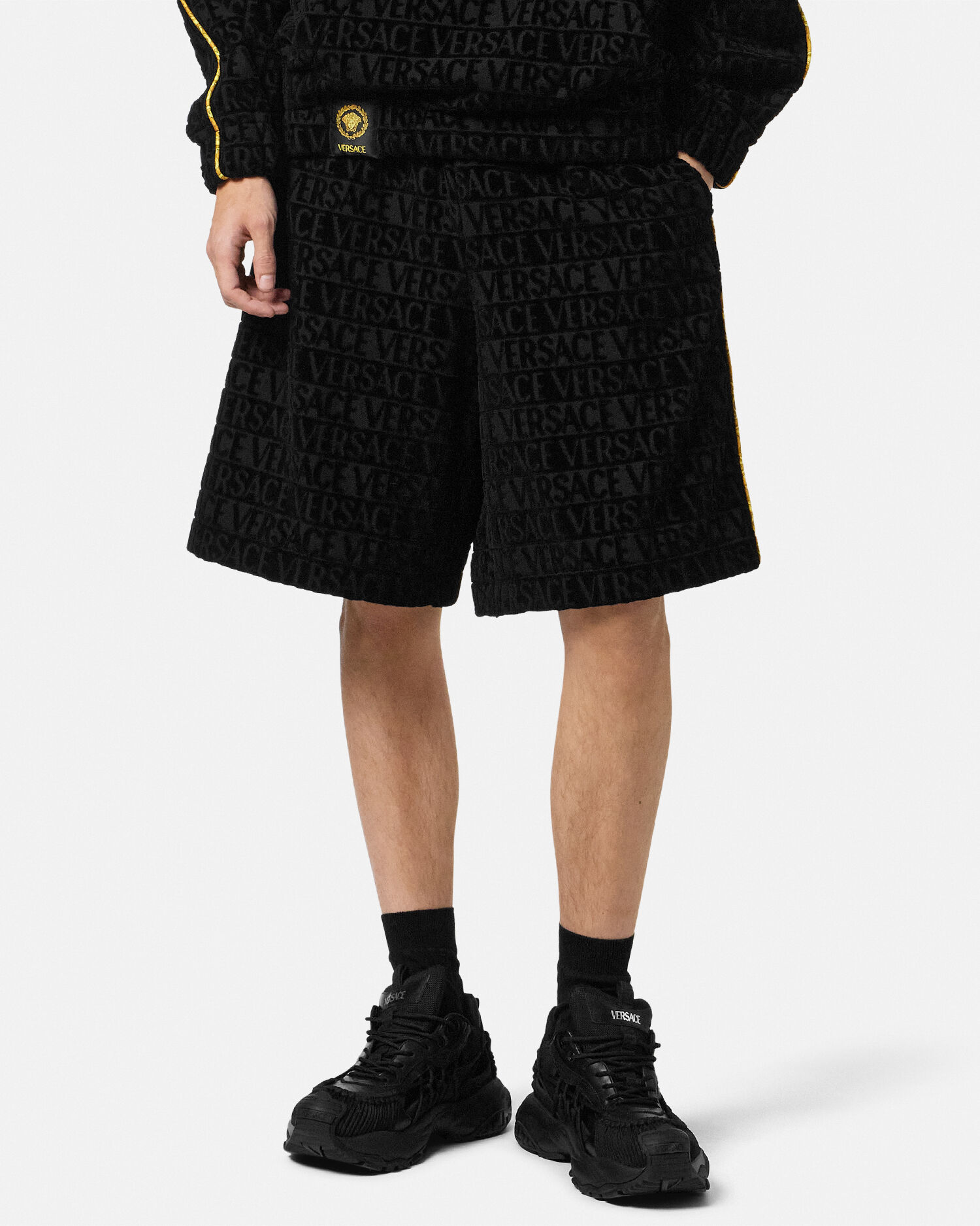 I ♡ Baroque Bermuda Shorts Black,Print | VERSACE US