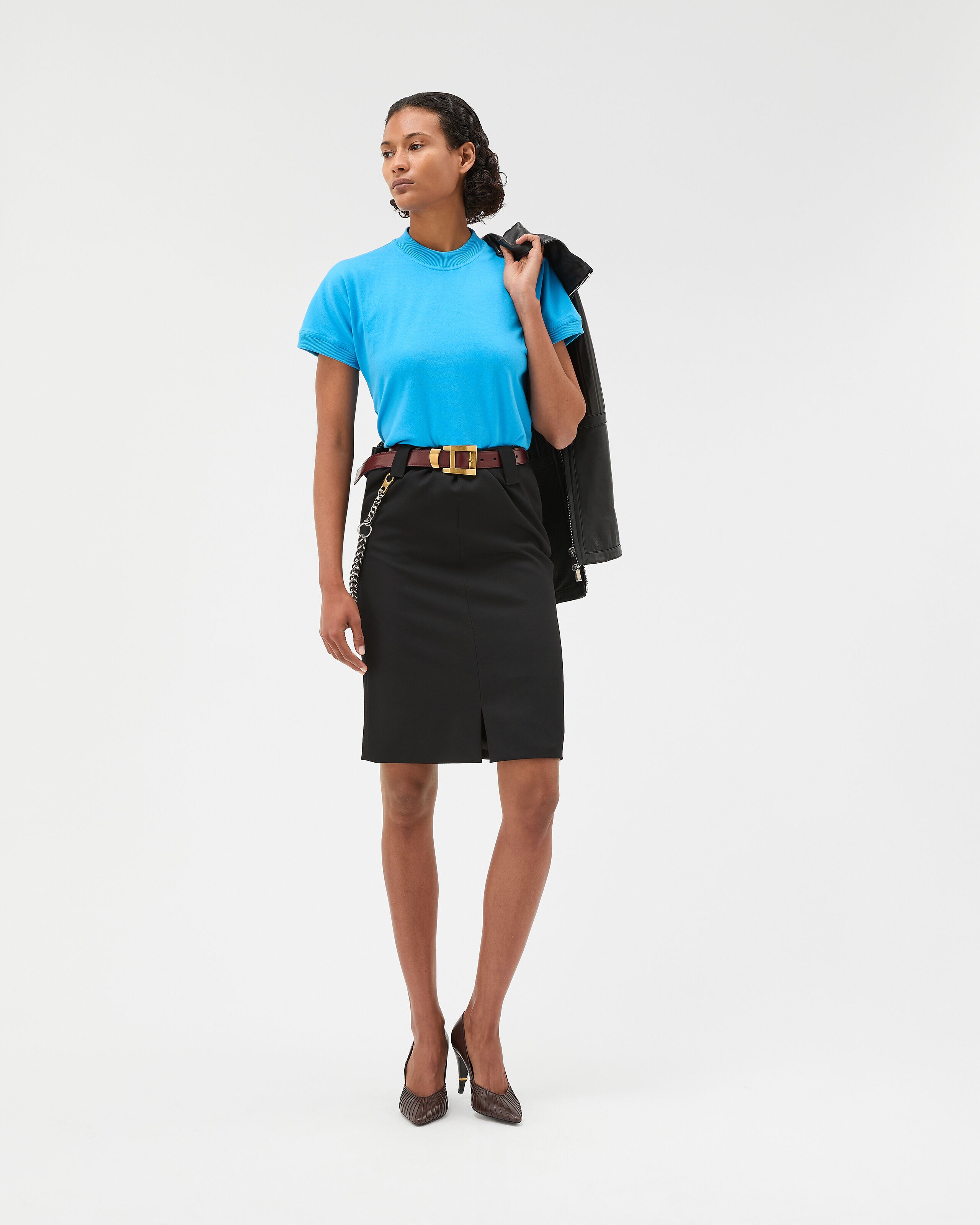 Wool Pencil Skirt Black | VERSACE US