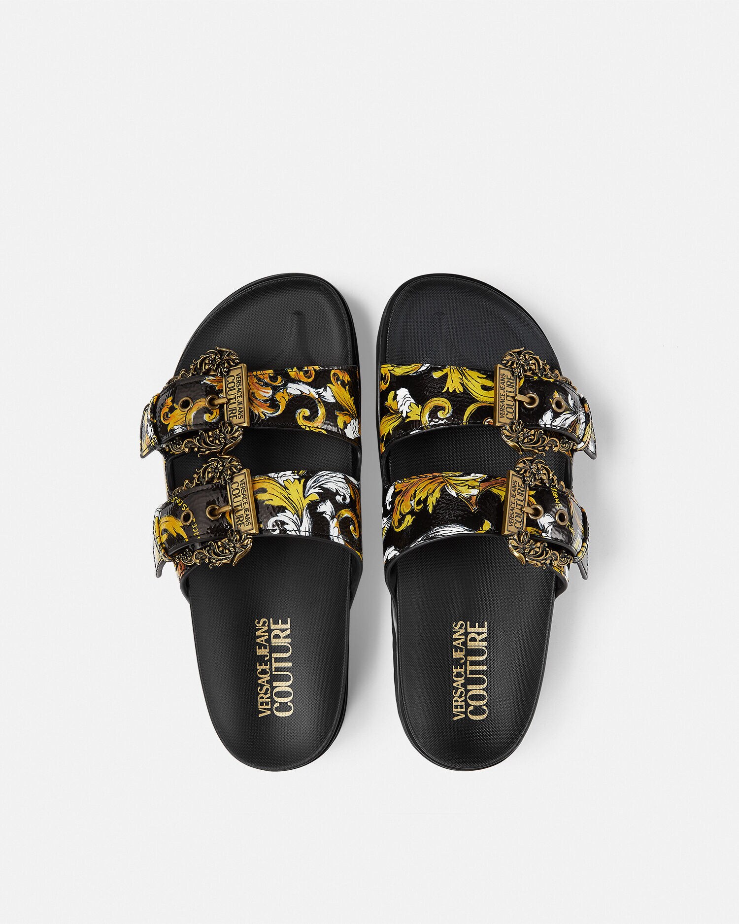 Outline Barocco Arizona Sandals Black,Gold | VERSACE US