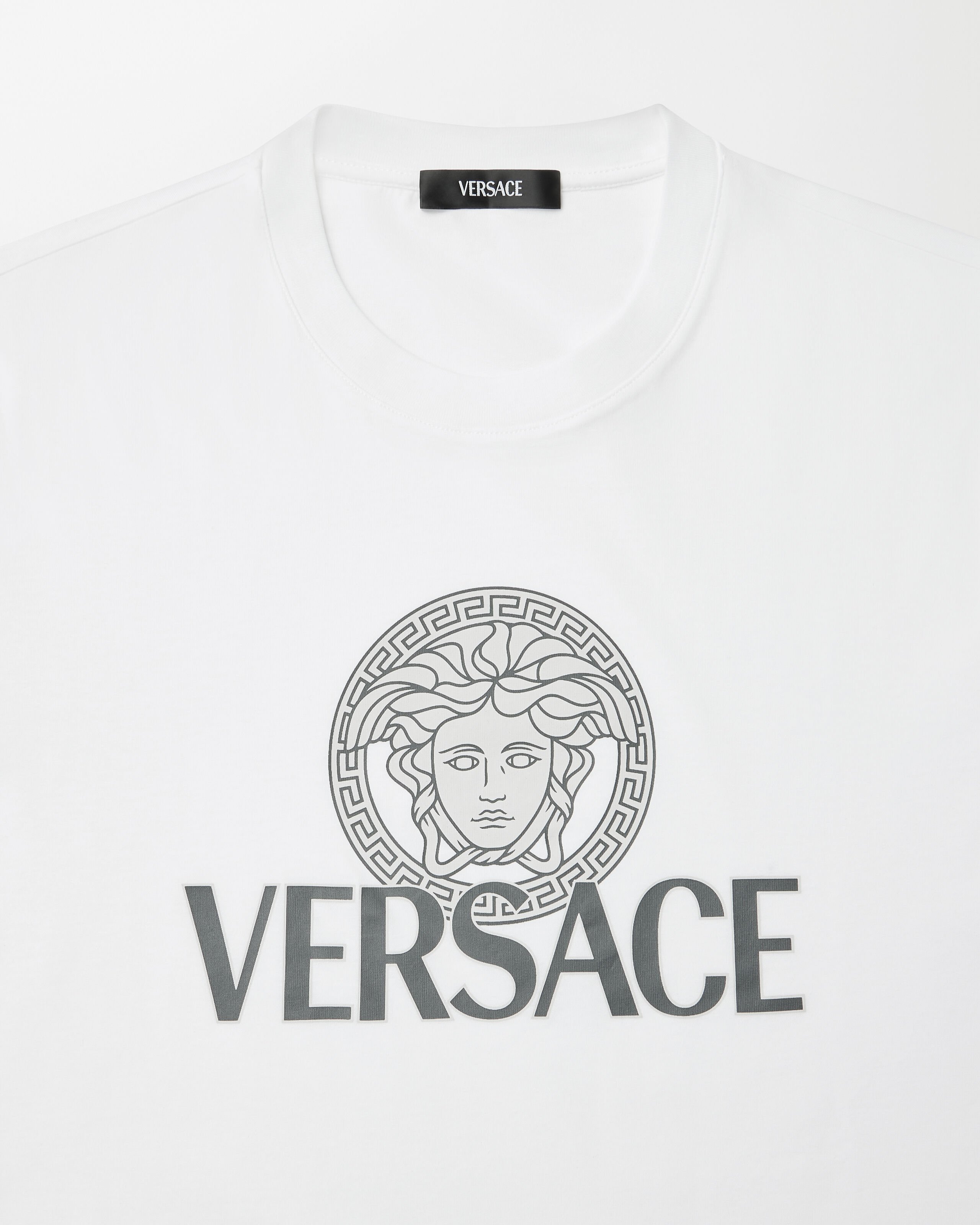 Printed Cotton-Jersey T-Shirt White | VERSACE US