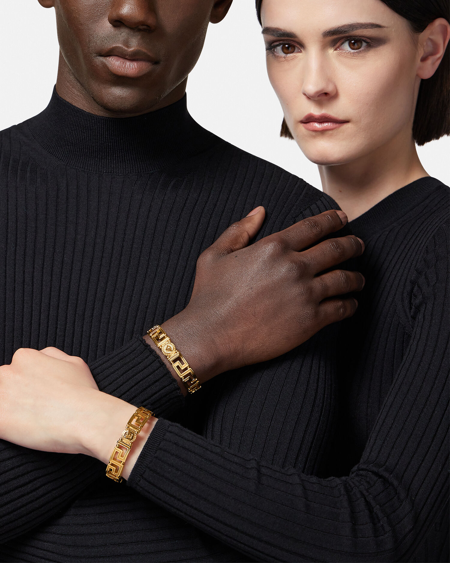 Greca Crystal Cuff Bracelet Gold | VERSACE US