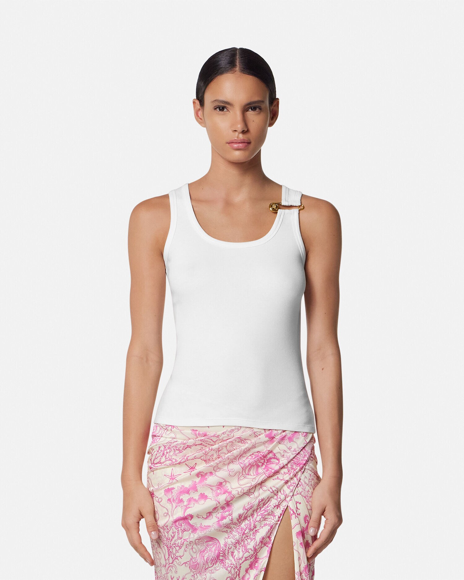 Safety Pin Ribbed Tank Top | VERSACE US