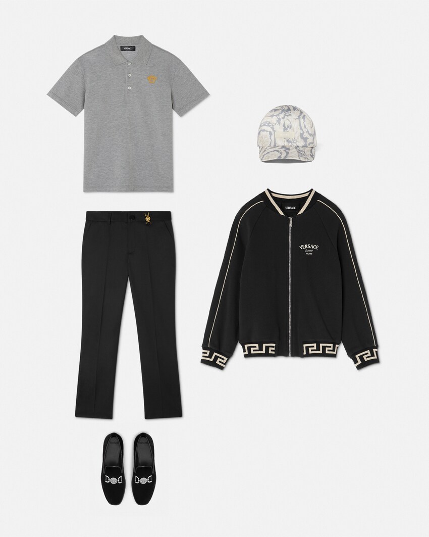 Kids Embroidered Cotton-Piqu&eacute; Polo Gray 2