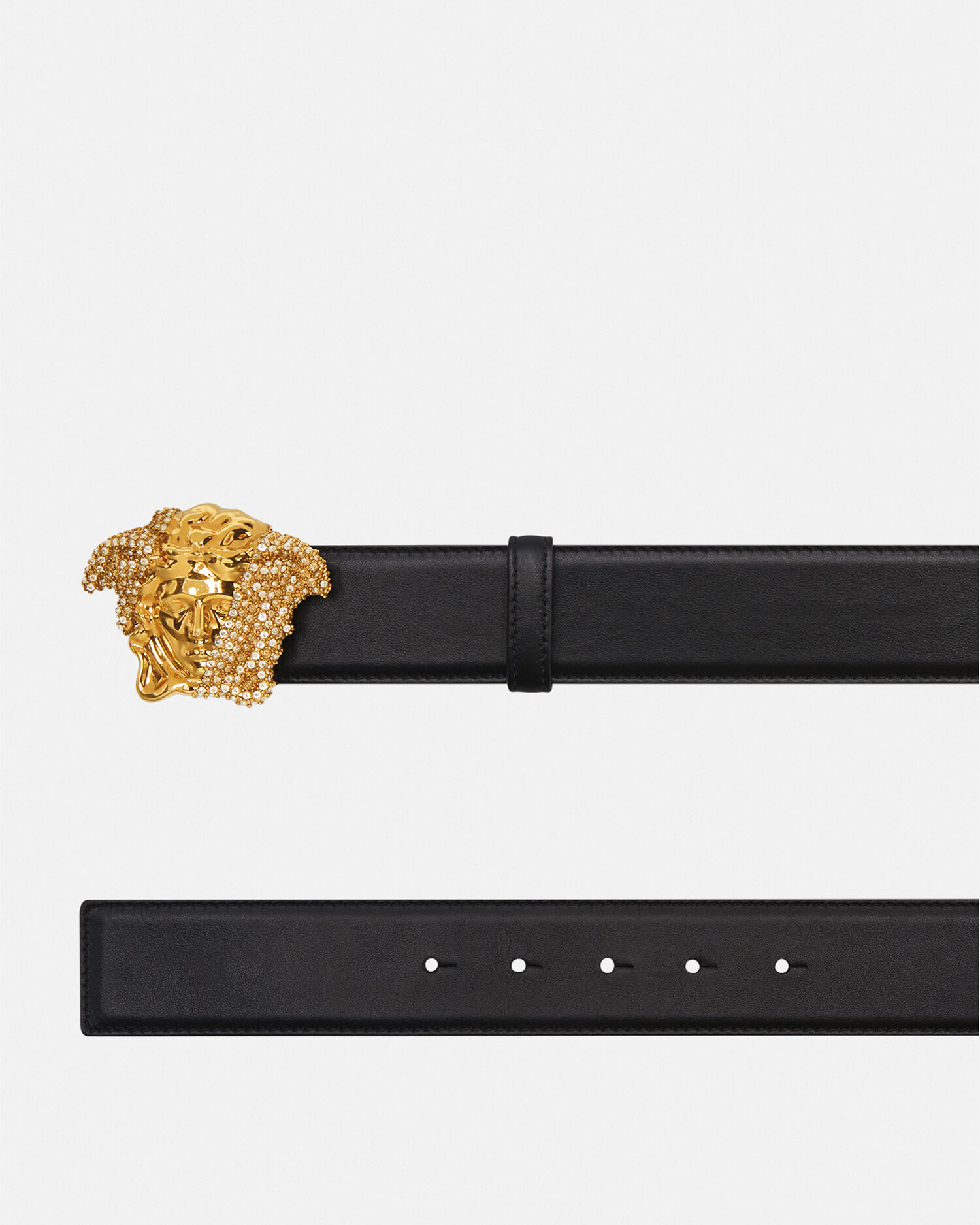 Versace Crystal La Medusa Leather Belt for Men Online Store EU