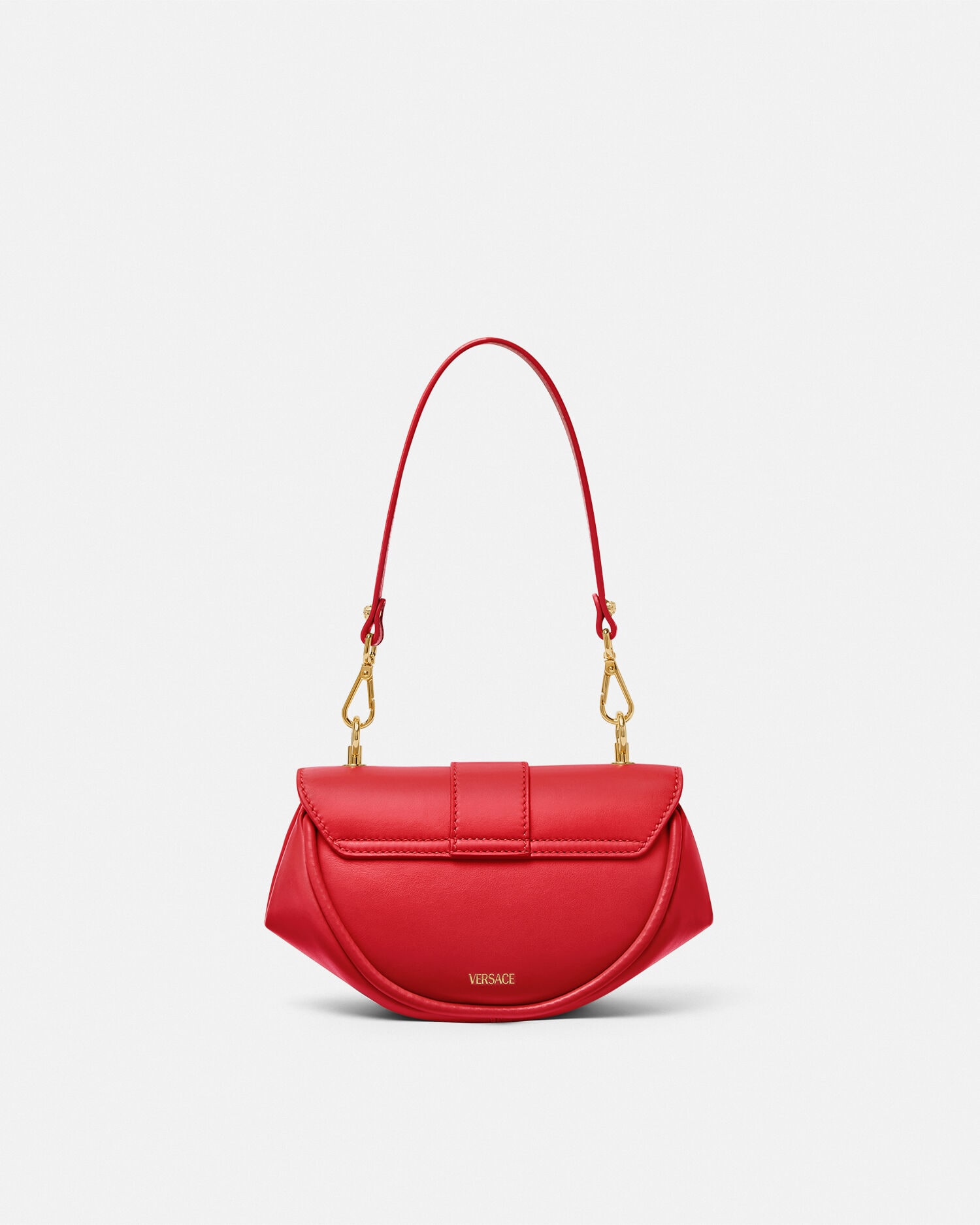 Virtus Small Leather Shoulder Bag Red | VERSACE US