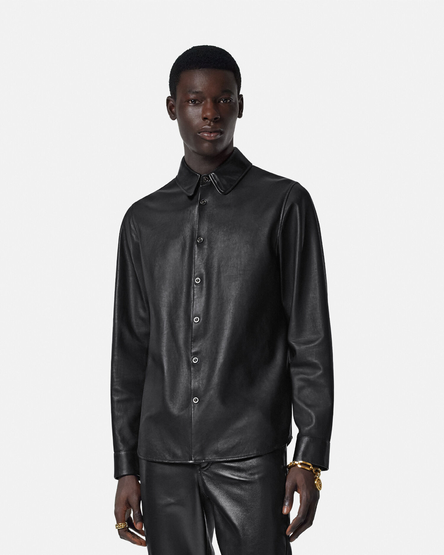 Versace leather shirt best sale