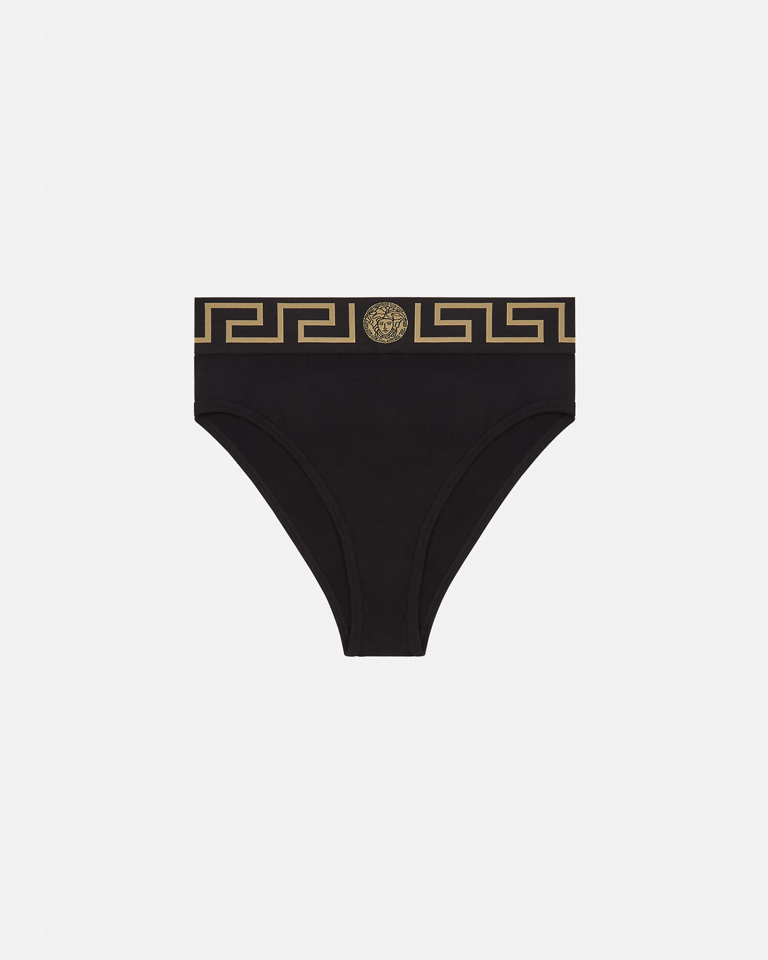 Slip a vita alta con bordo Greca Nero VERSACE IT