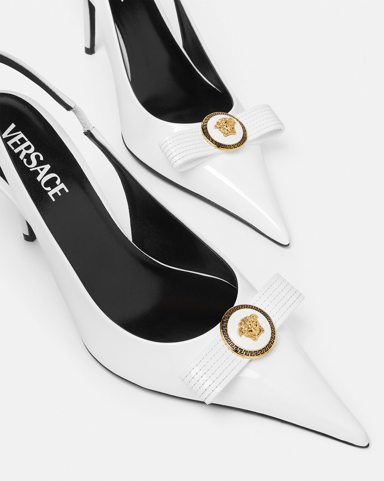 Versace white sale pumps