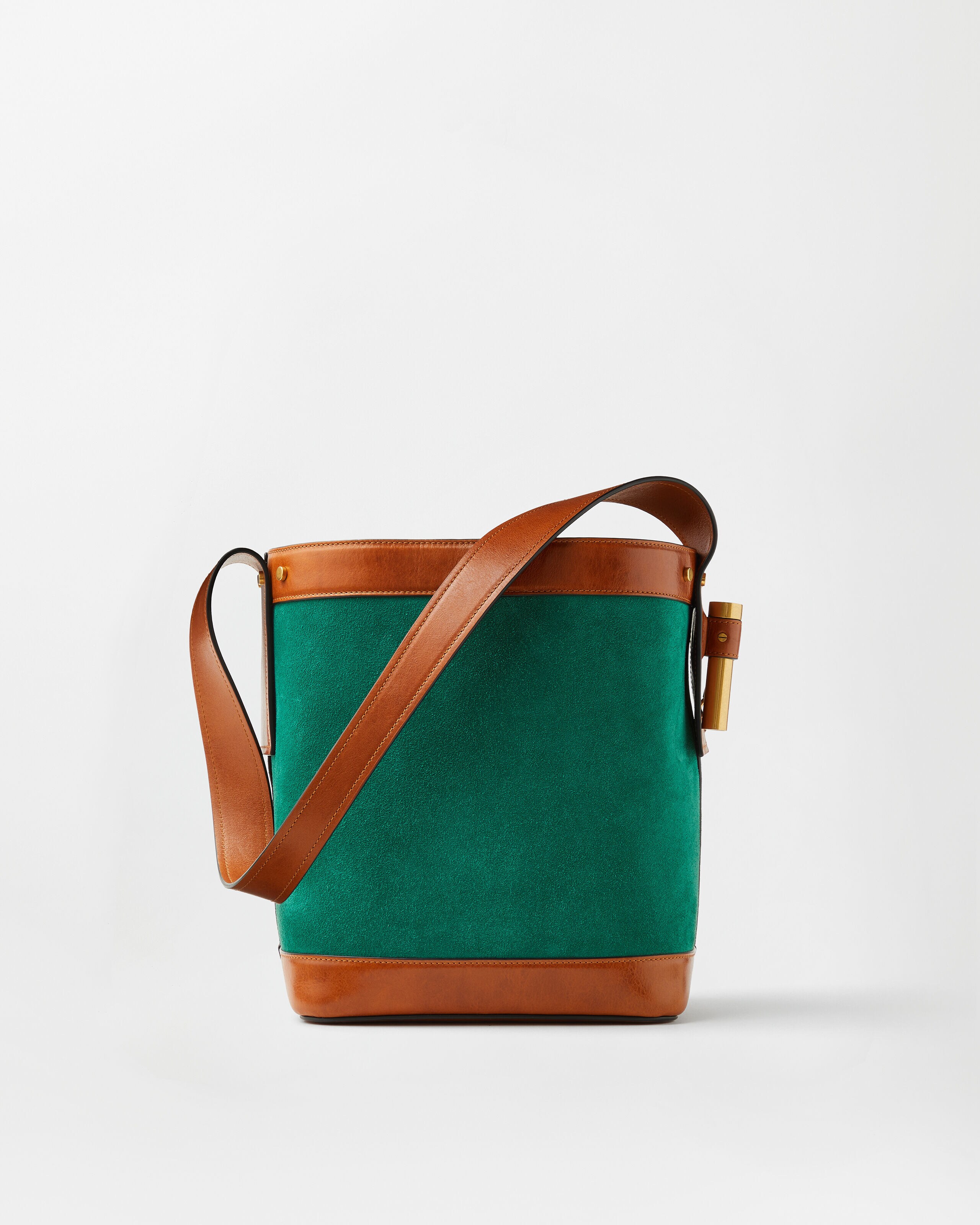 Pivot Small Suede Bucket Bag Green | VERSACE US