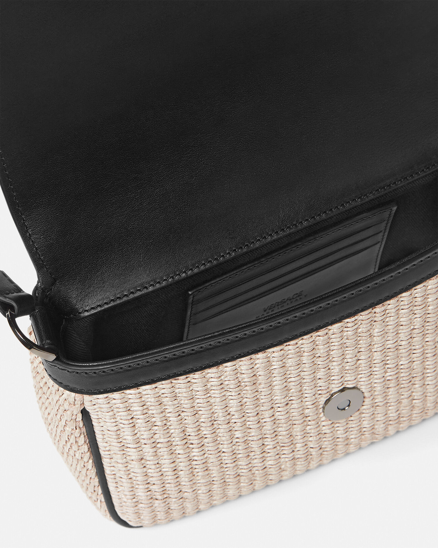 Bolso bandolera Versace Milano de rafia Beis Negro VERSACE