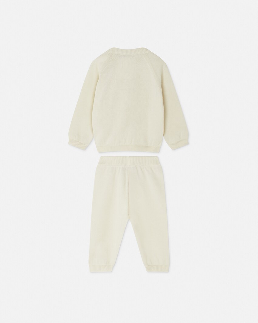 Baby Embroidered Cotton Knit Sweater Set White 3