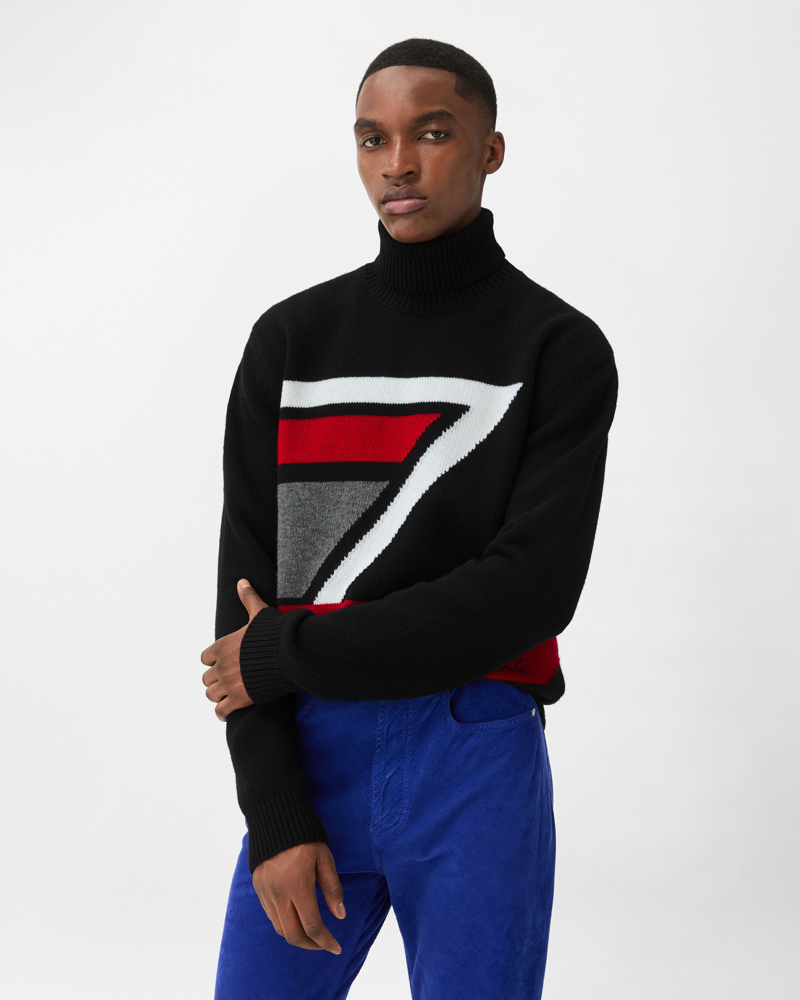 Wool Intarsia Knit Turtleneck Sweater | VERSACE
