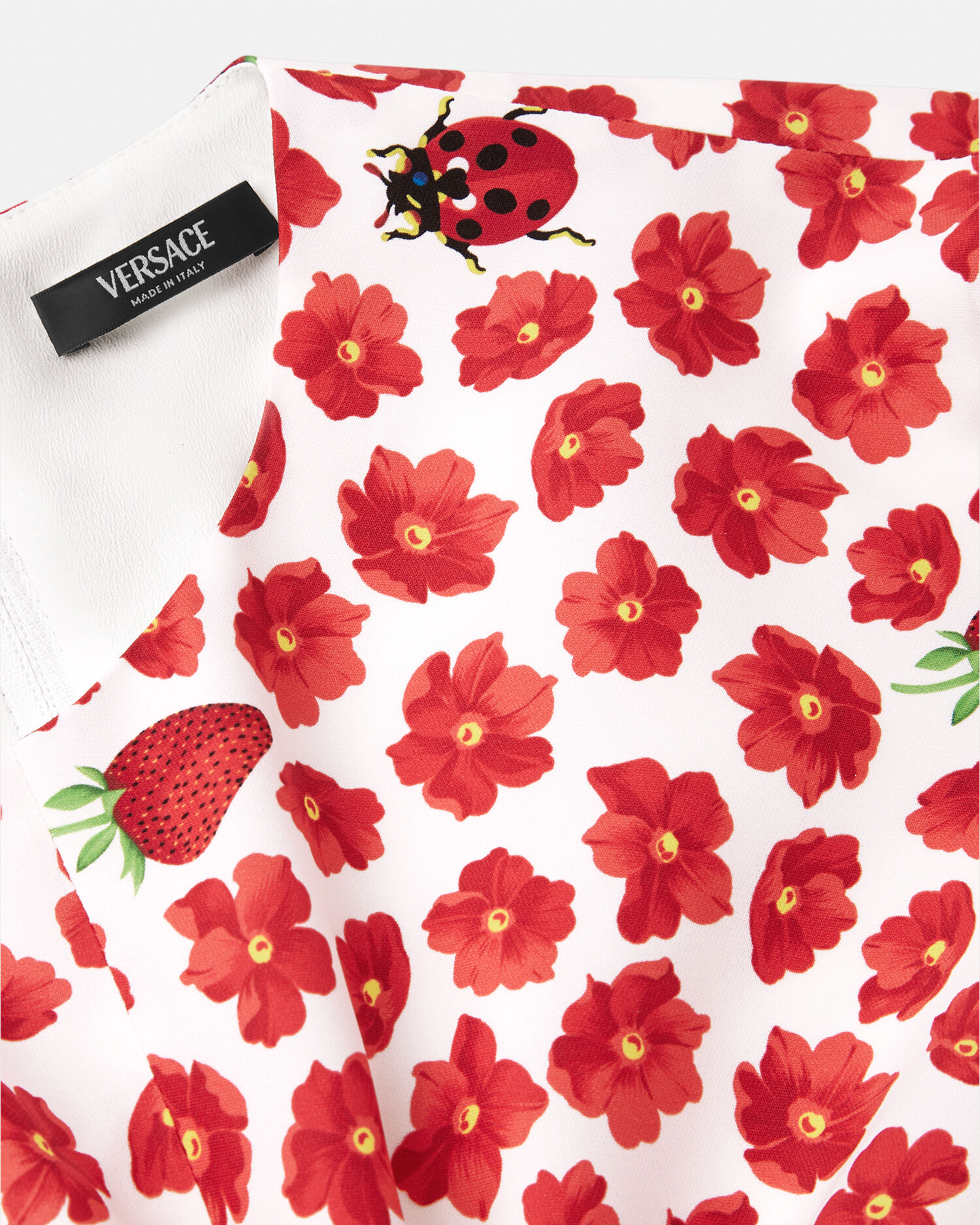 Strawberry Garden Safety Pin Gathered Top Red,White | VERSACE