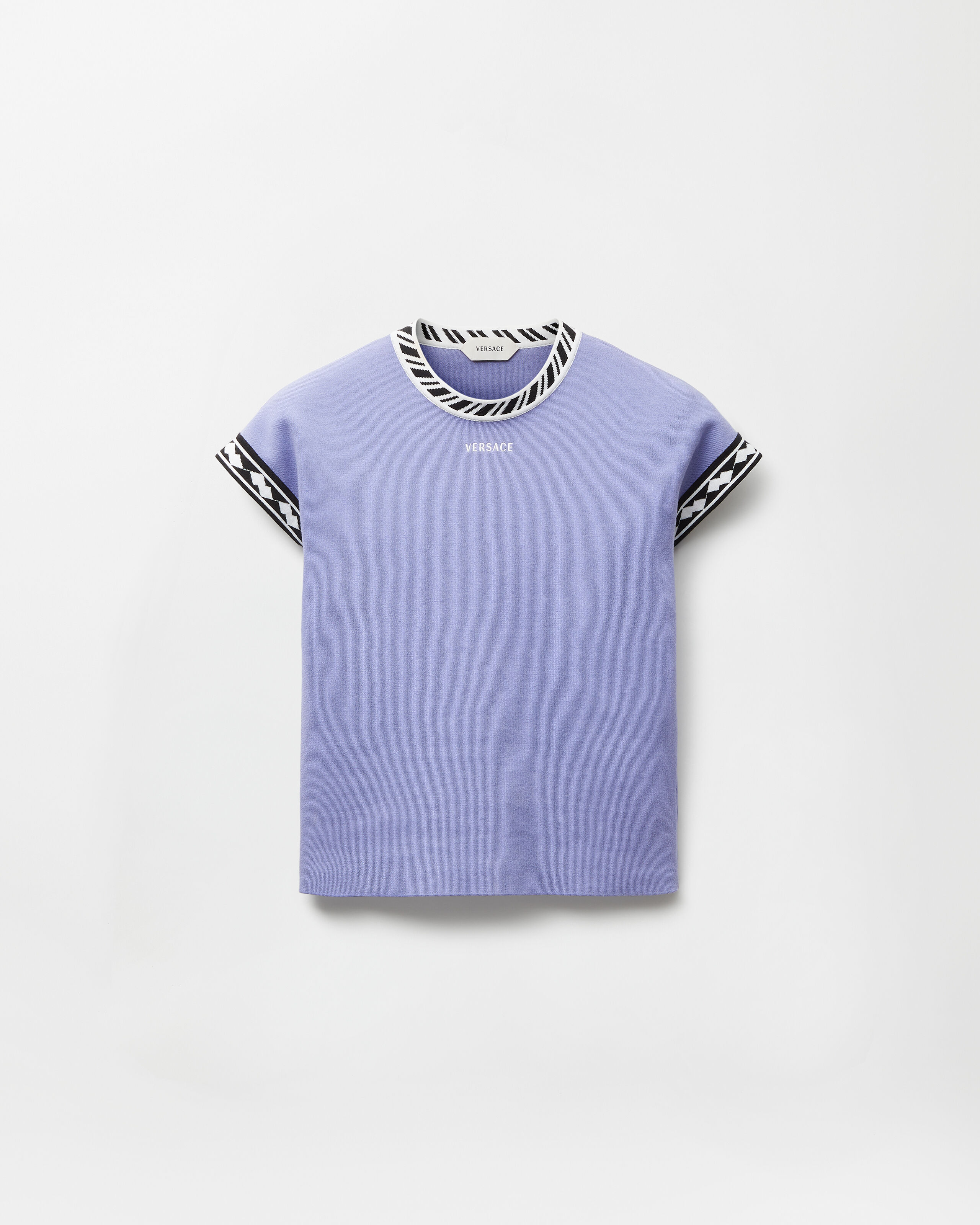 Cotton Knit T-Shirt Purple | VERSACE US