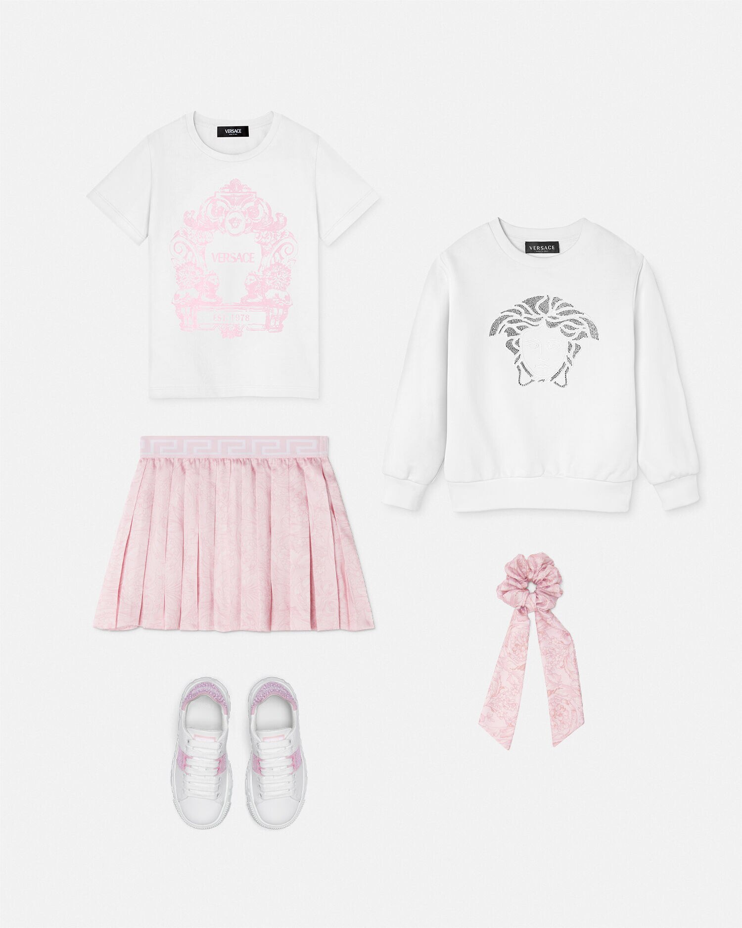 Gonna plissettata Barocco Kids Rosa Stampa VERSACE IT