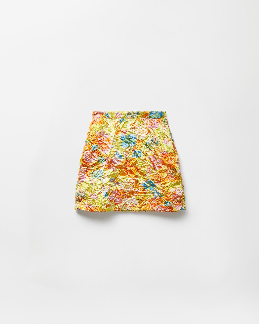 Printed Silk Duchesse Mini Skirt Multicolor 1