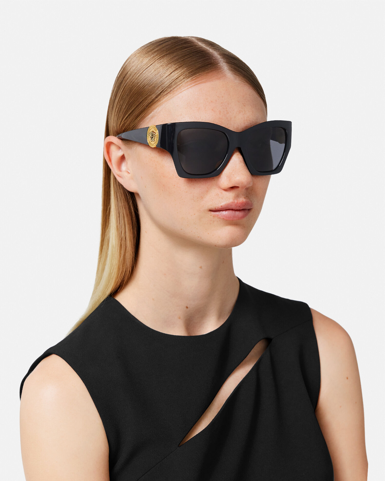オリジナル Medusa VERSACE | Black Sunglasses Squared Runway 小物