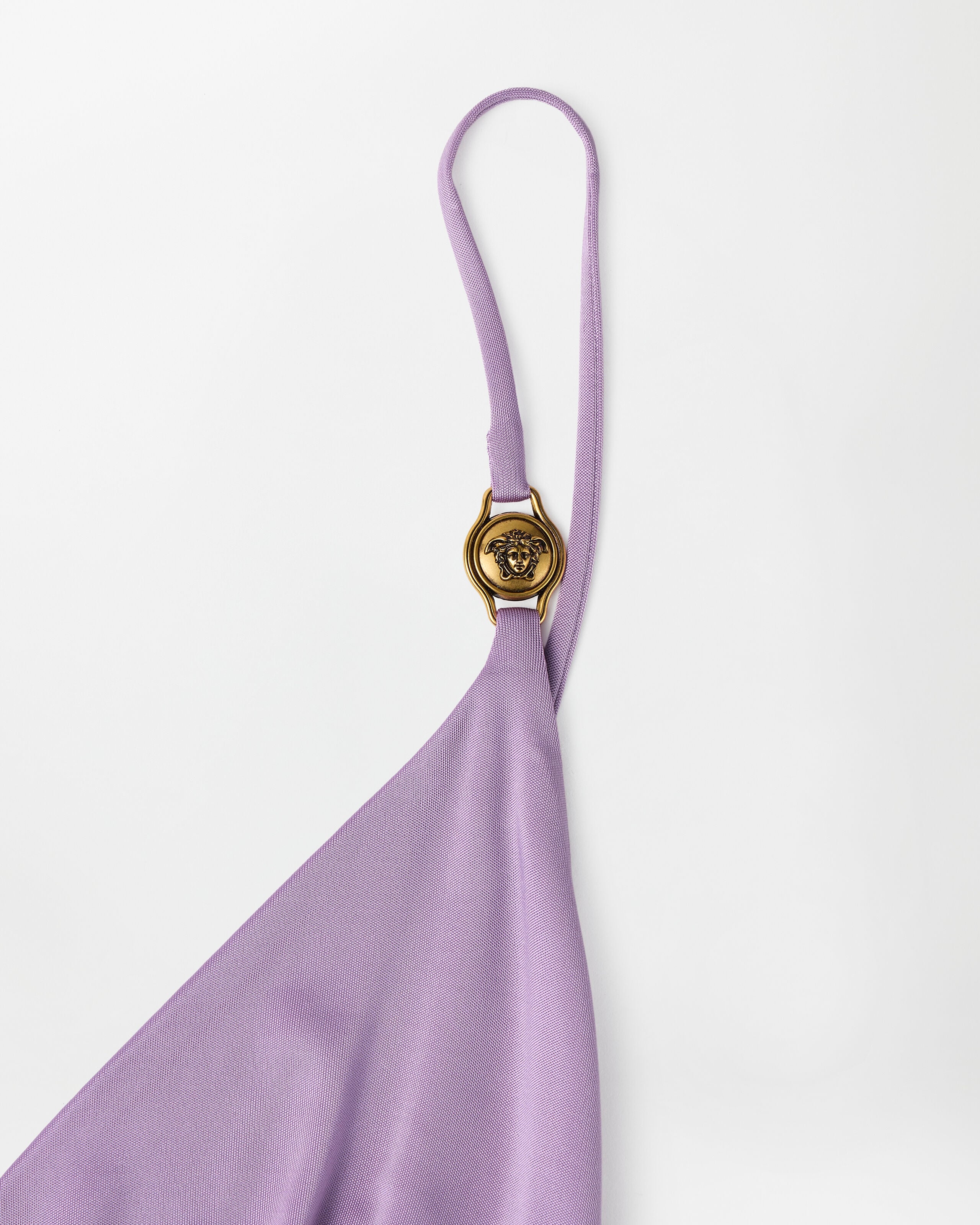 Viscose-Jersey Draped Midi Dress Purple | VERSACE US