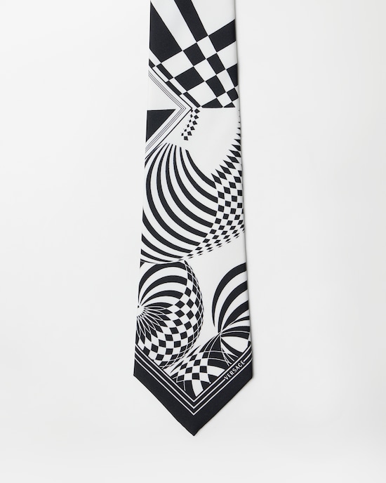 Printed Silk Twill Tie Black 1