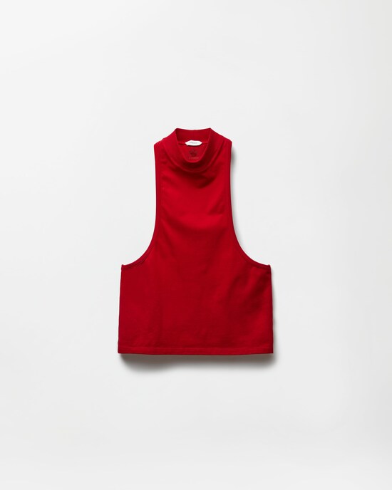 Embroidered-Logo Stretch Cotton-Jersey Tank Top Red 1