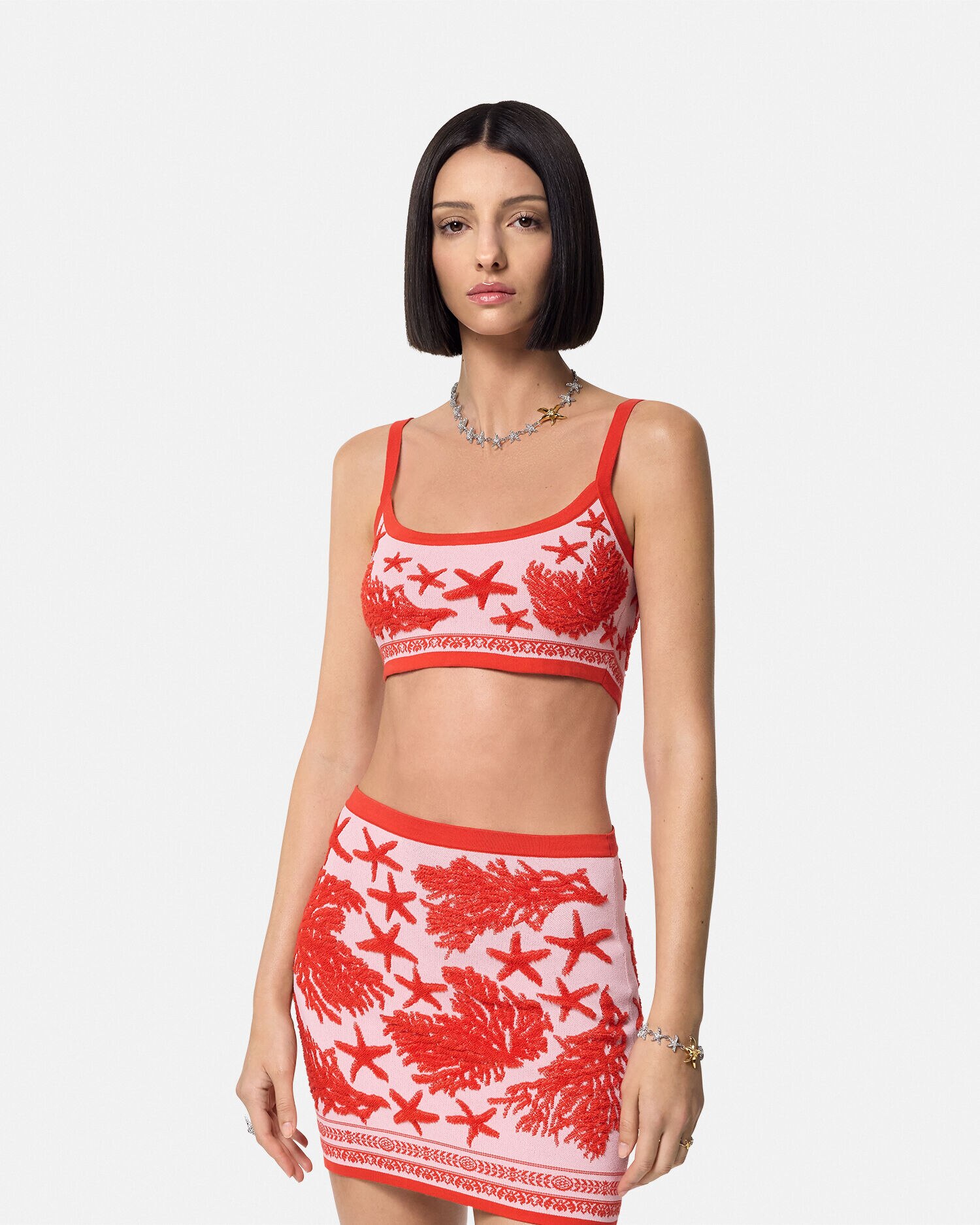 Versace crop top and skirt discount