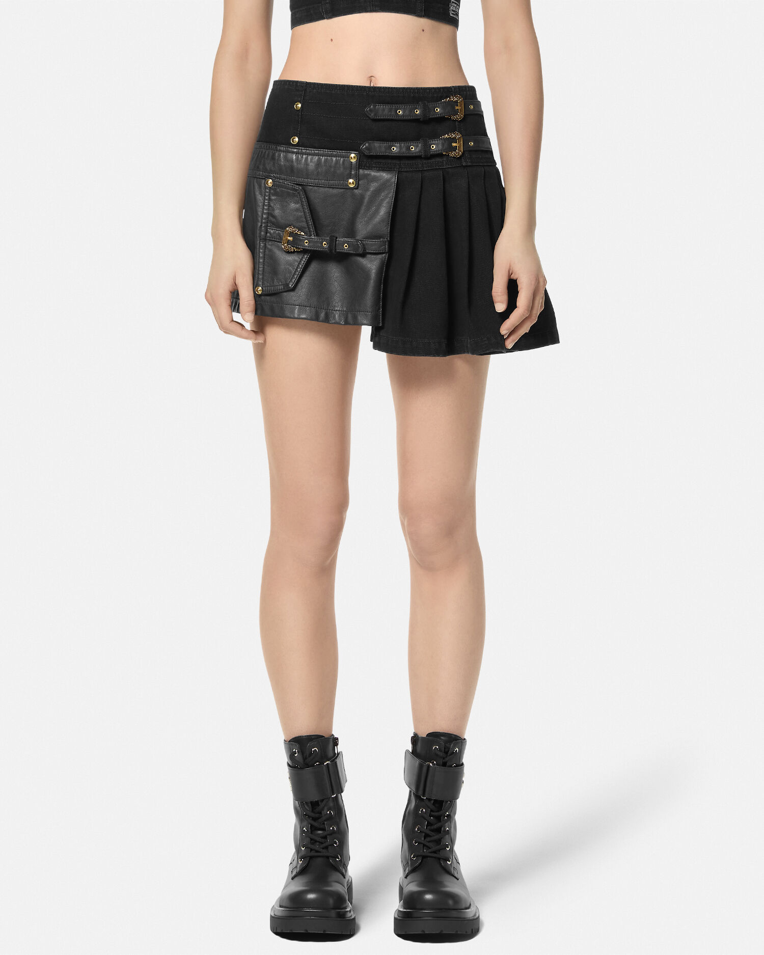 Versace pleated mini skirt best sale