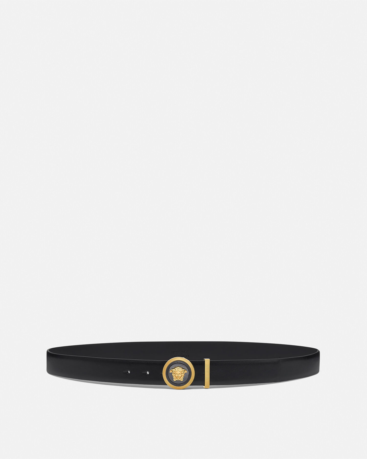Medusa Biggie Leather Belt Black Gold Versace US