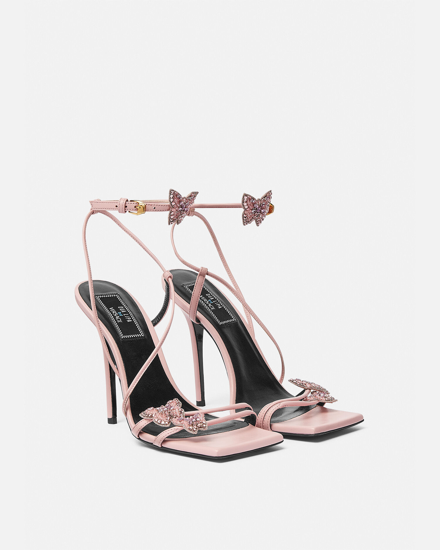 Crystal Butterflies Satin Sandals