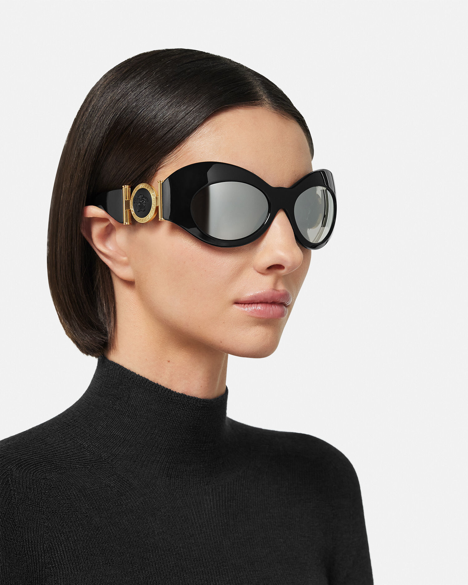 Oval Shield Sunglasses Black VERSACE UK