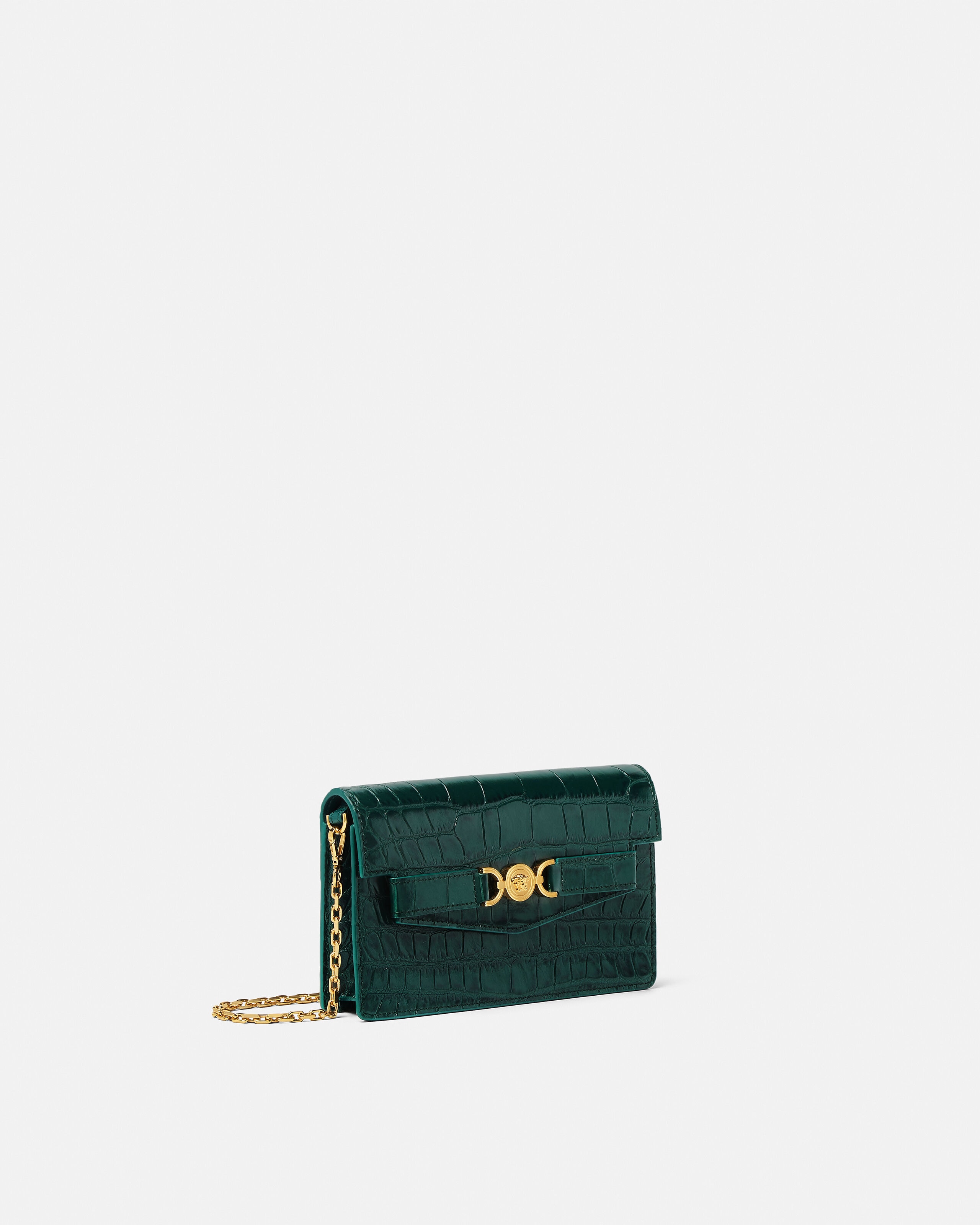 Medusa '95 Croc-Effect Clutch Green | VERSACE US