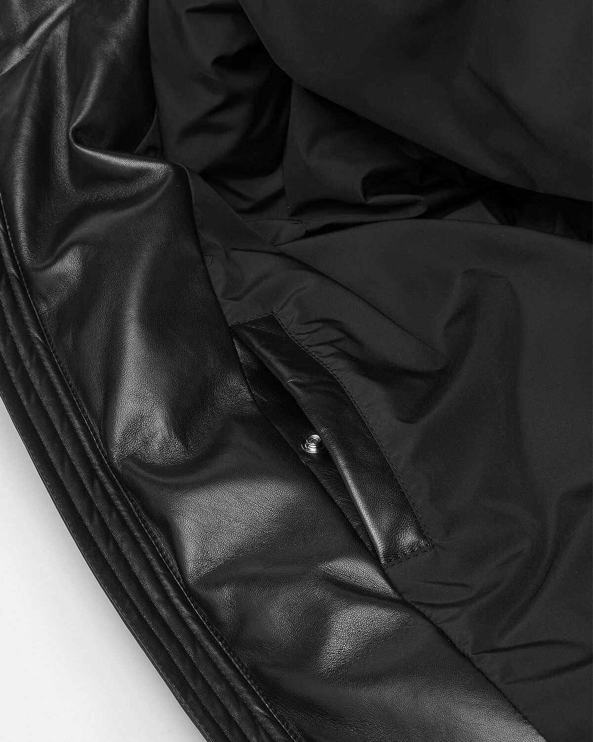 Versace Leather Zip Puffer Jacket | VERSACE