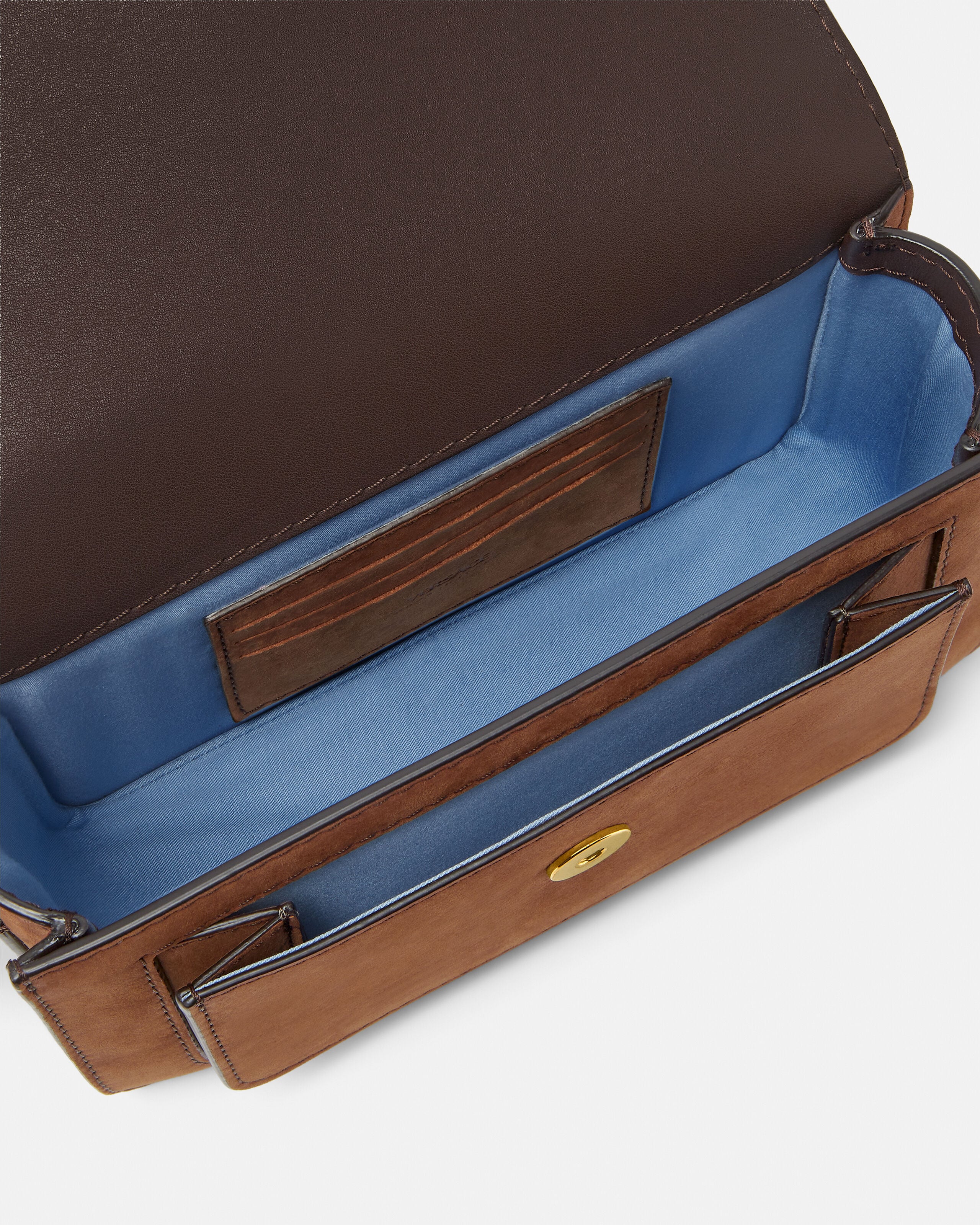 Medusa Biggie Nabuck Messenger Bag Brown | VERSACE US
