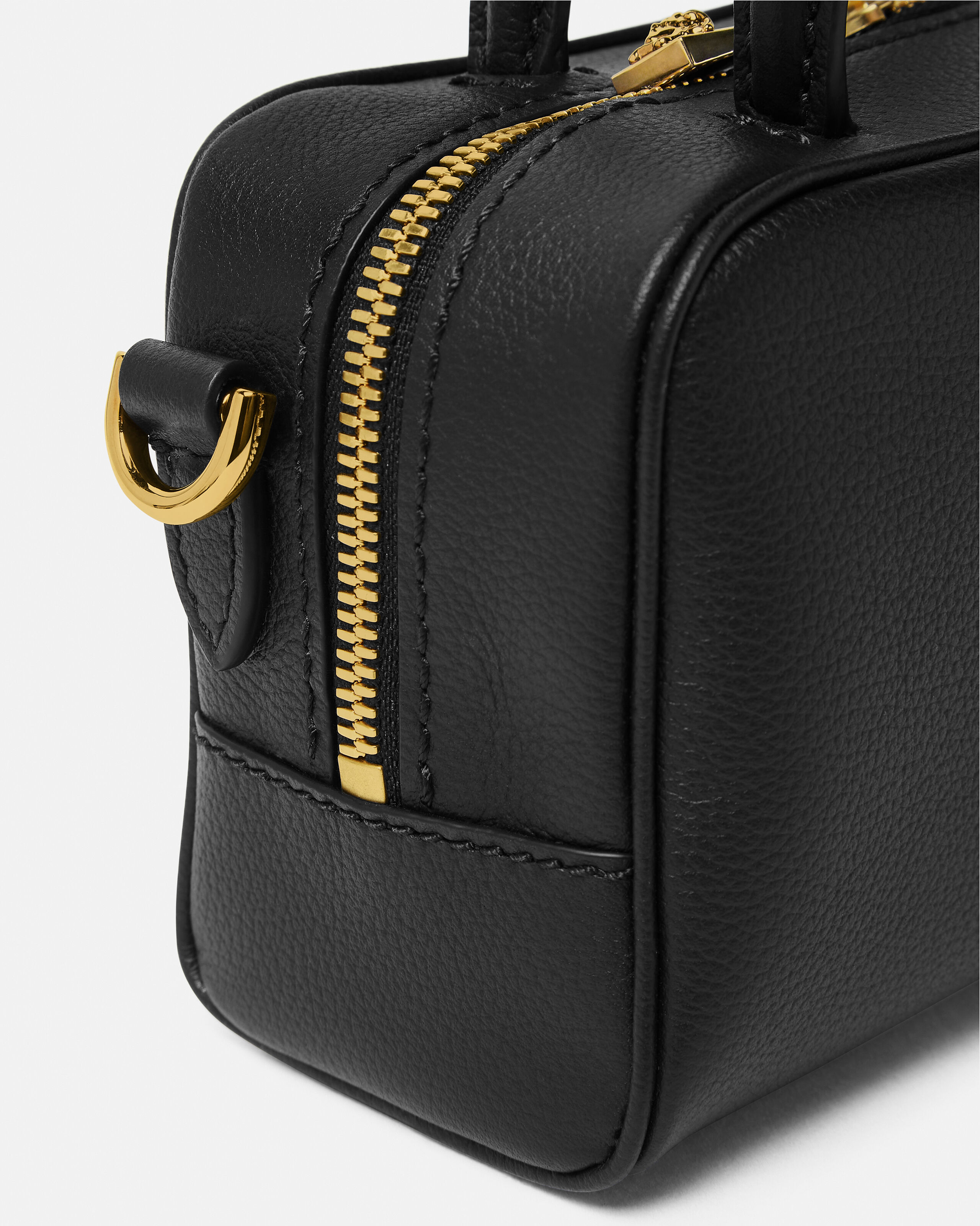 La Medusa Leather Mini Boston Bag Black,Gold | VERSACE US