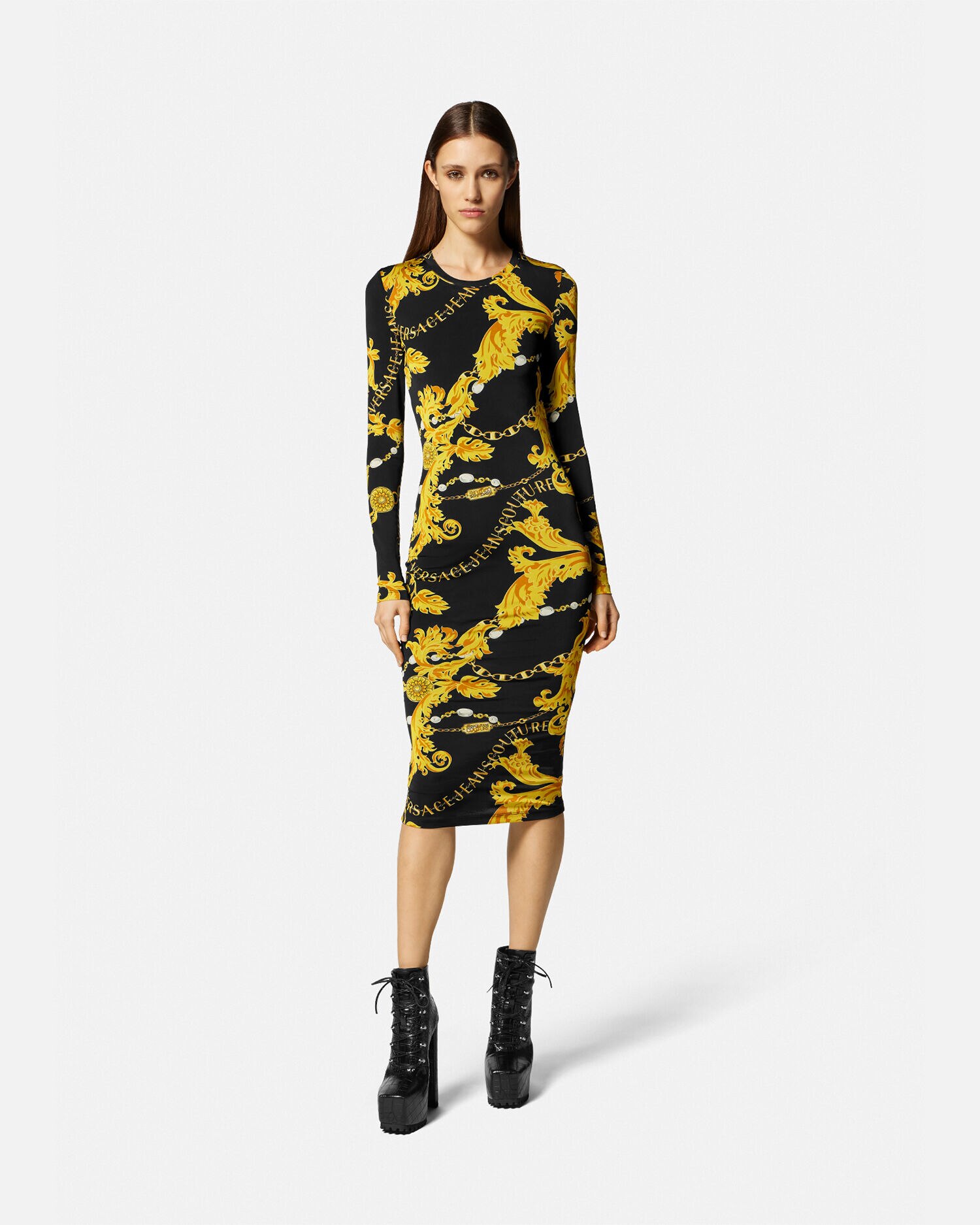 Versace yellow best sale and black dress