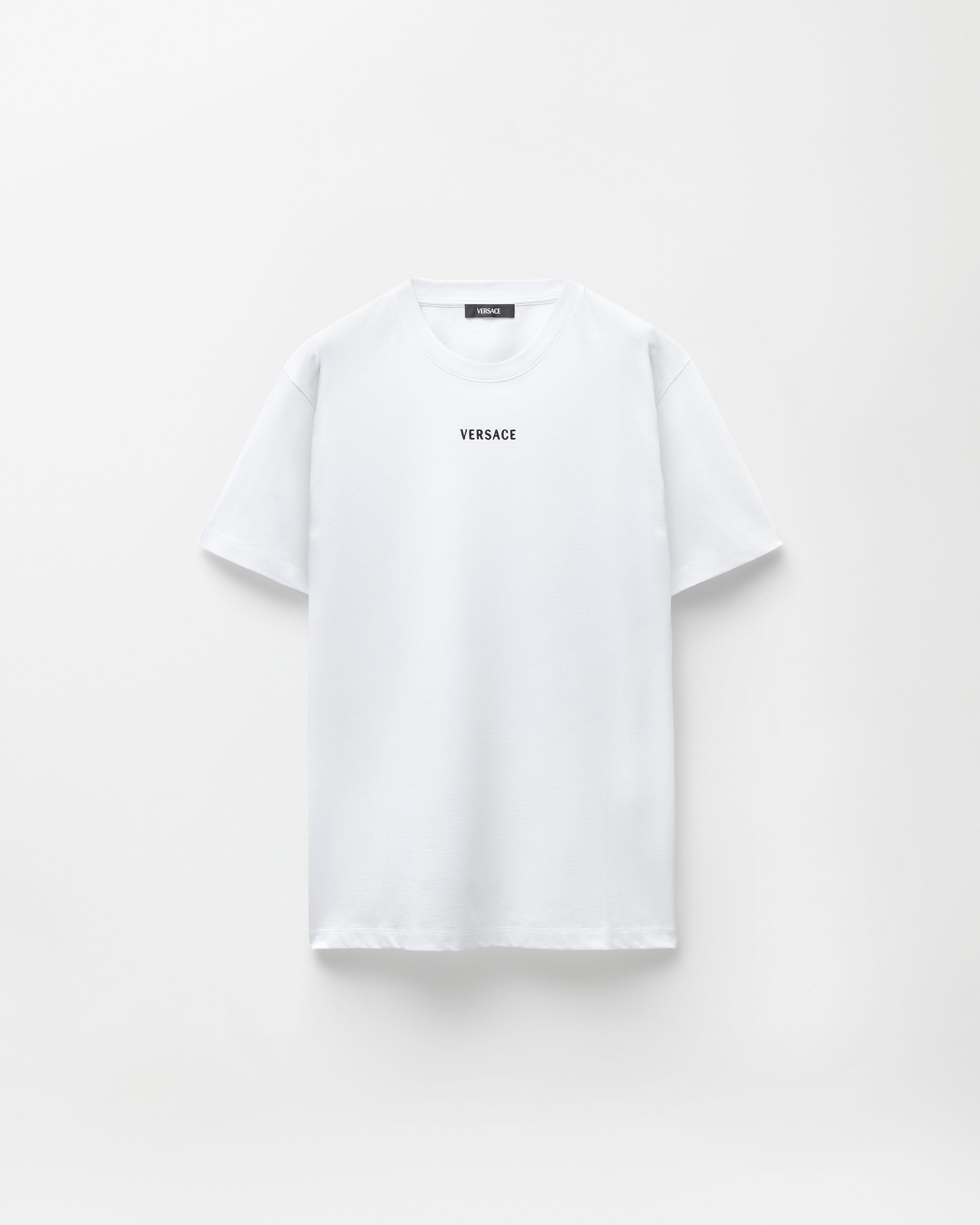 VERSACE Tシャツ ホワイト Embroidered Cotton-Jersey Slim T-Shirt White | VERSACE US