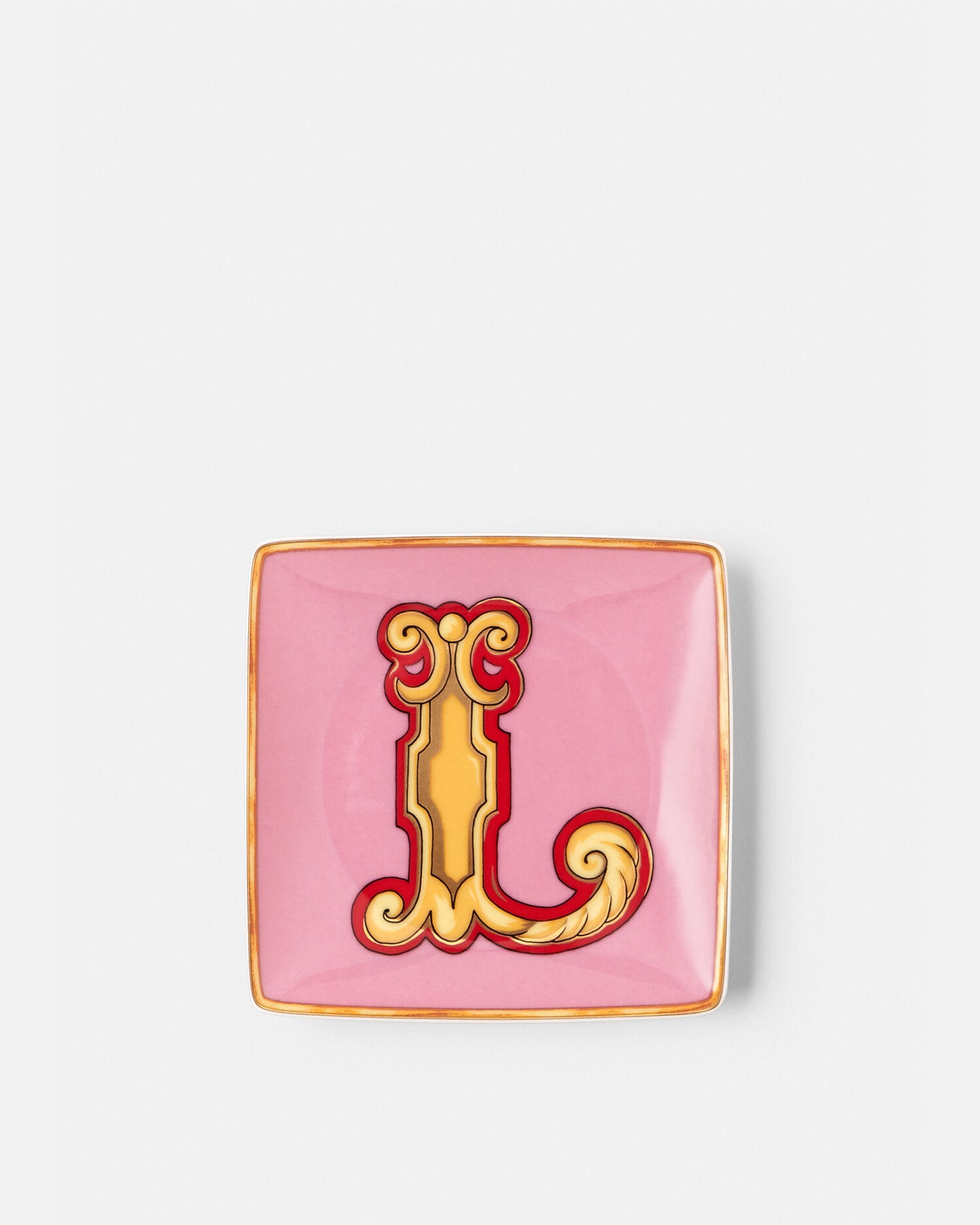 Versace Alphabet L Small Square Plate 12cm Print | VERSACE US