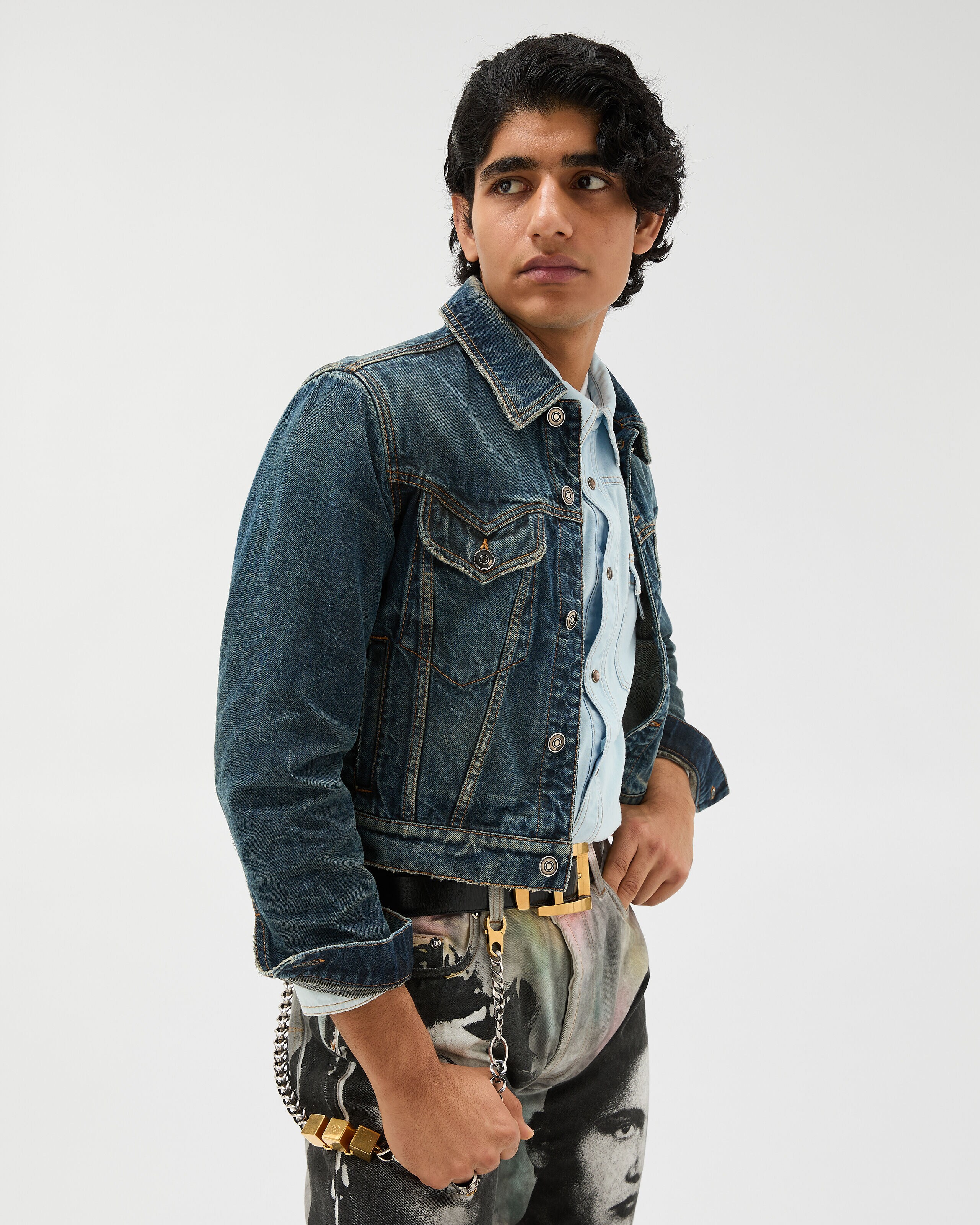 Distressed Denim Jacket Blue | VERSACE