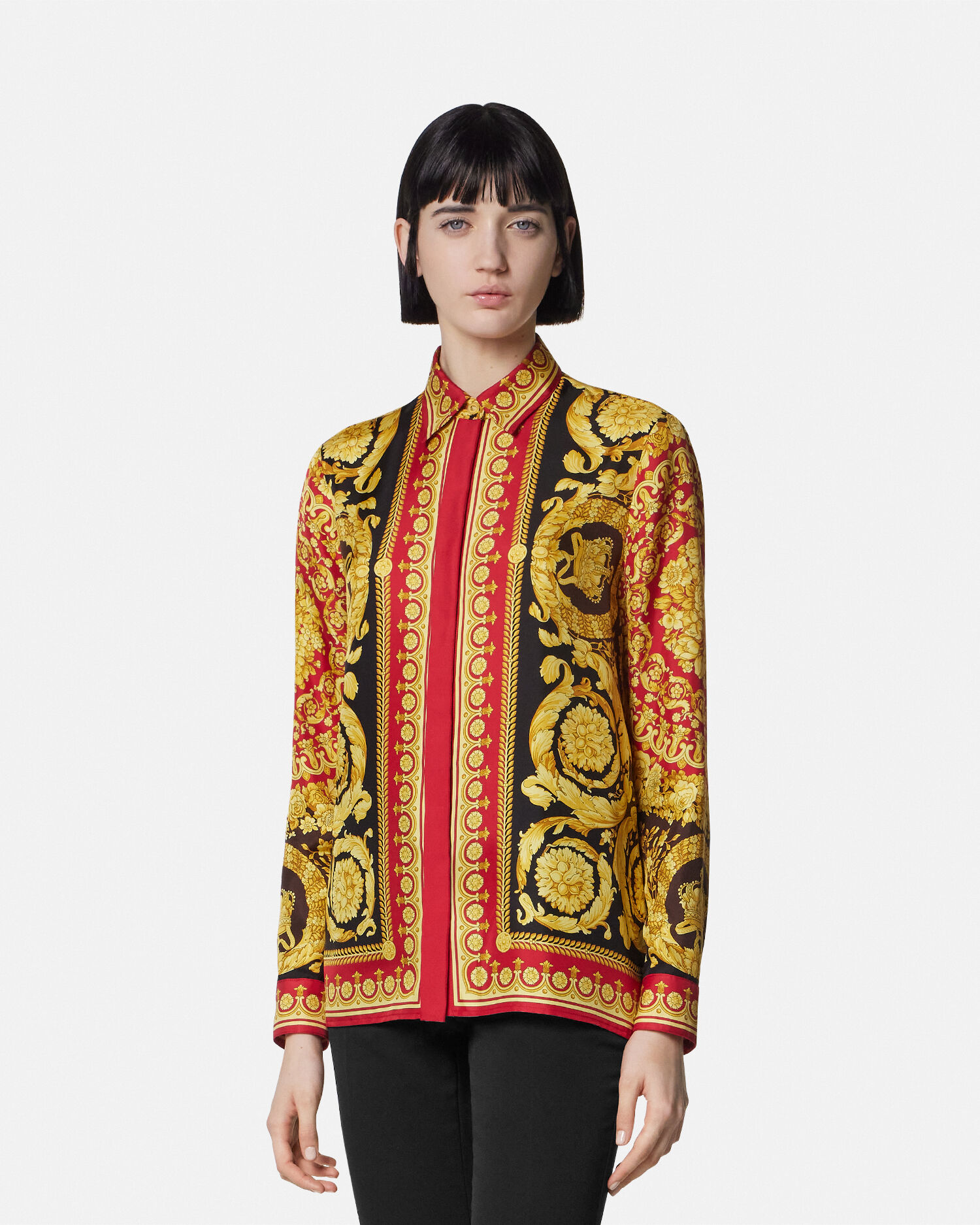 トップス vintage made in ITALY VERSACE silk shirt Vintage GIANNI VERSACE 'europa' 1993 Atelier Versace Greek