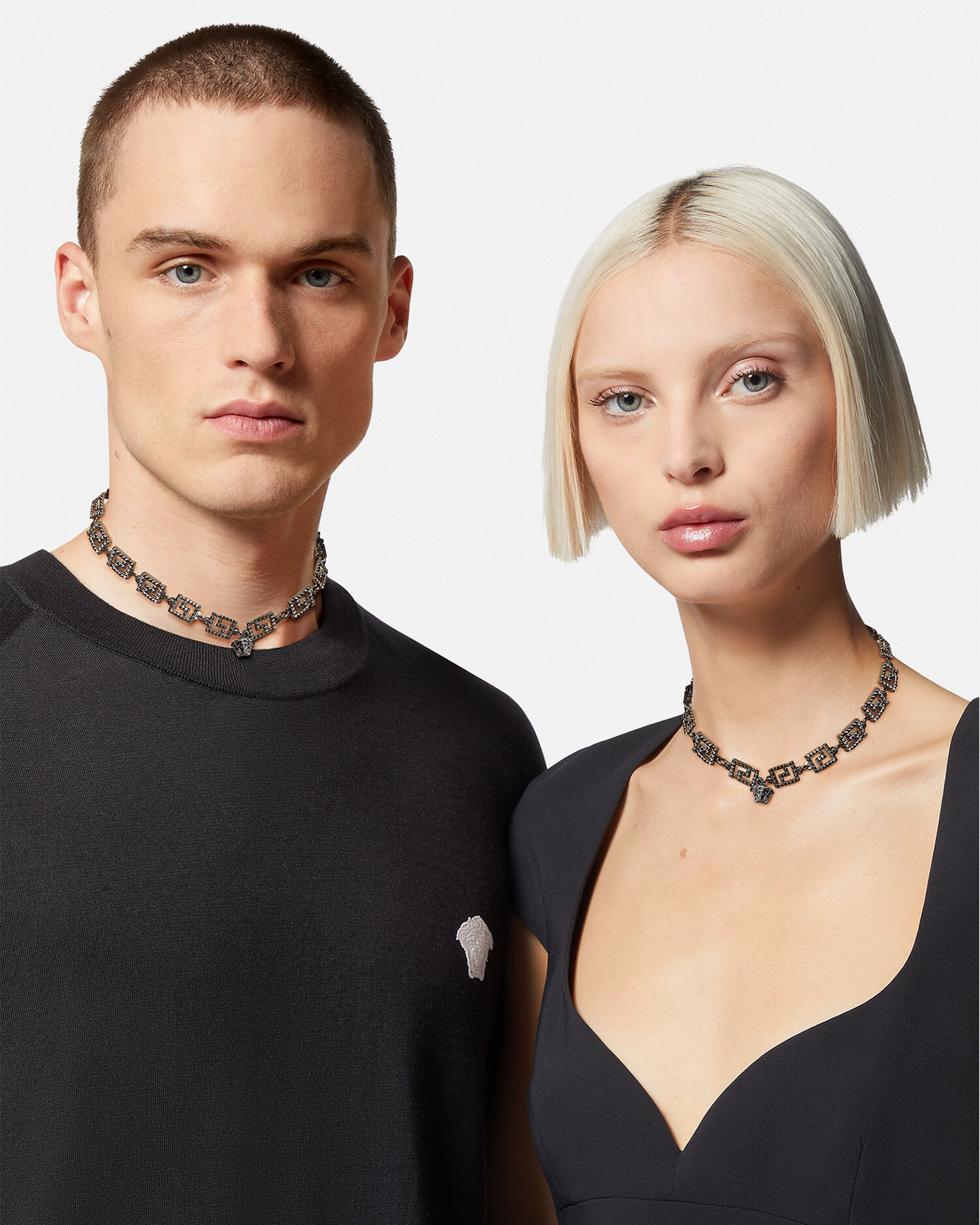 Studded Greca Necklace Silver VERSACE AU