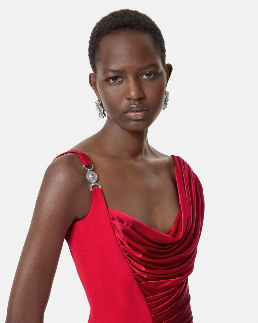 Viscose-Jersey Draped Gown Red 3