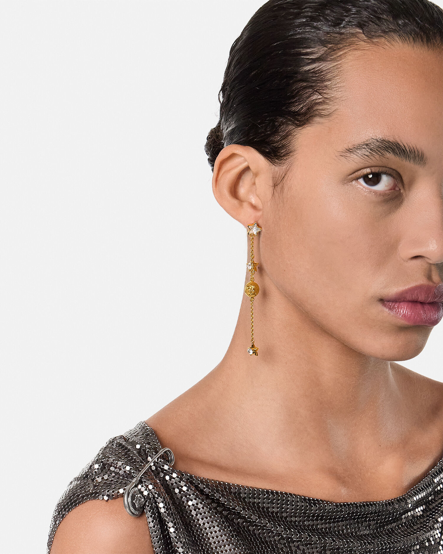 Crystal Medusa Star Drop Earrings 