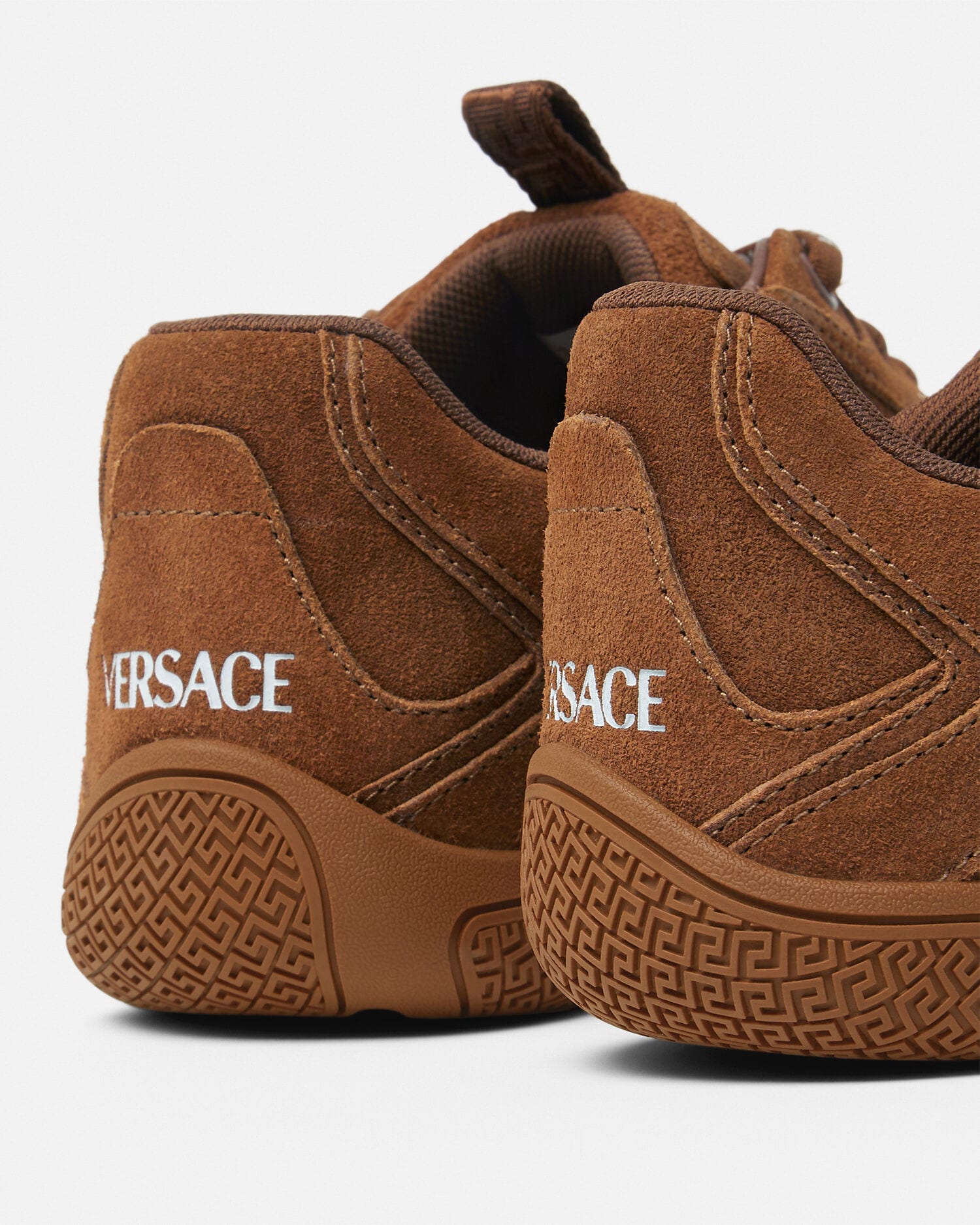 Galaxia Suede Sneakers Brown | VERSACE US