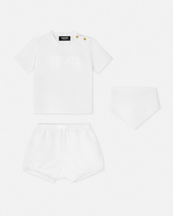 Baby Embellished Cotton-Jersey T-Shirt Set White 1